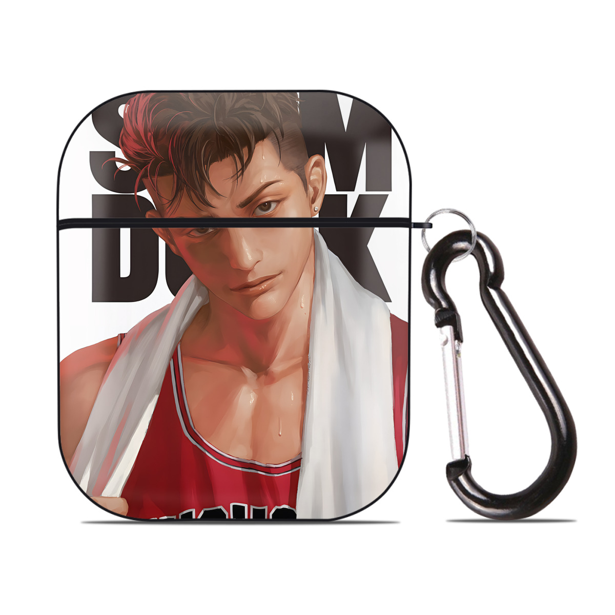 （画像用） SLAM DUNK／スラムダンク AirPods 第2世代保護ケース ハードシェル ブラック 耐衝撃・防指紋・カラビナ付き