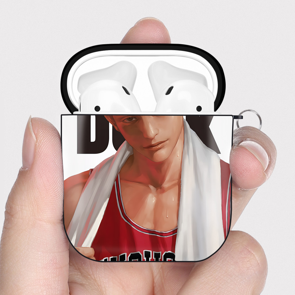 （画像用） SLAM DUNK／スラムダンク AirPods 第2世代保護ケース ハードシェル ブラック 耐衝撃・防指紋・カラビナ付き