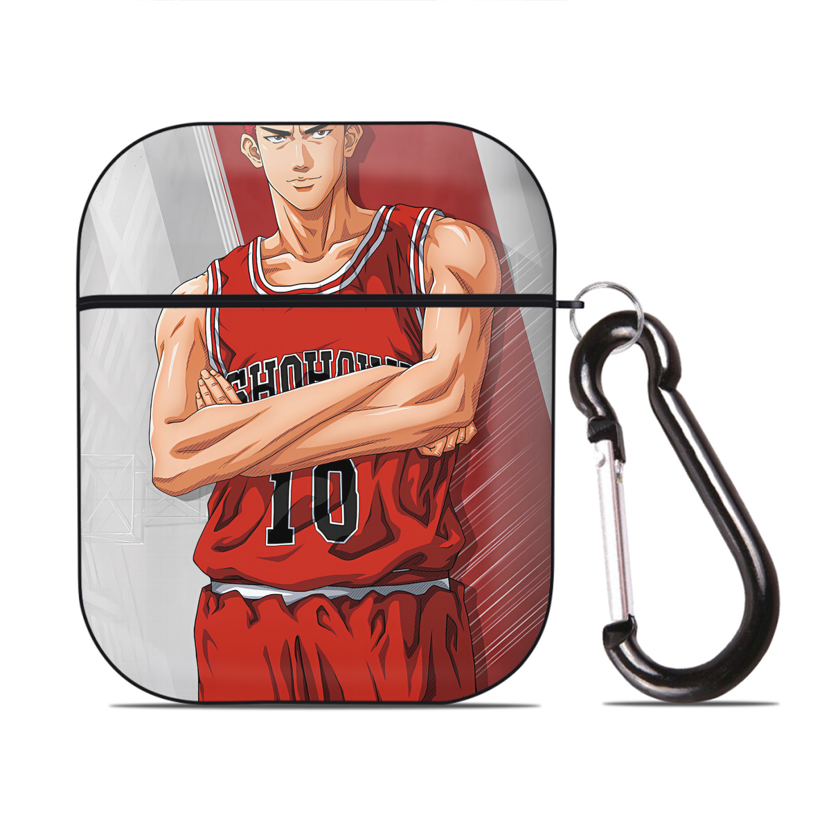 （画像用） SLAM DUNK／スラムダンク AirPods 第2世代保護ケース ハードシェル ブラック 耐衝撃・防指紋・カラビナ付き