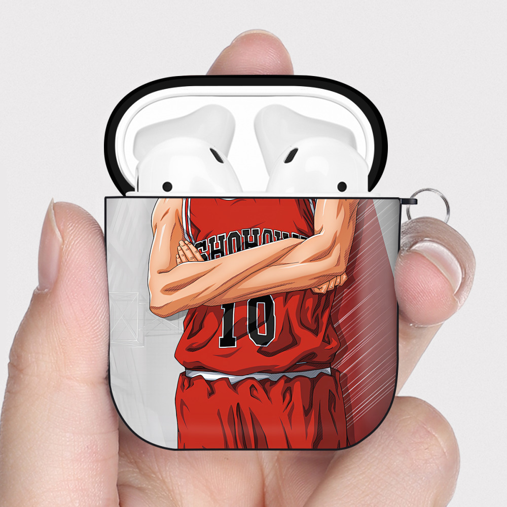 （画像用） SLAM DUNK／スラムダンク AirPods 第2世代保護ケース ハードシェル ブラック 耐衝撃・防指紋・カラビナ付き