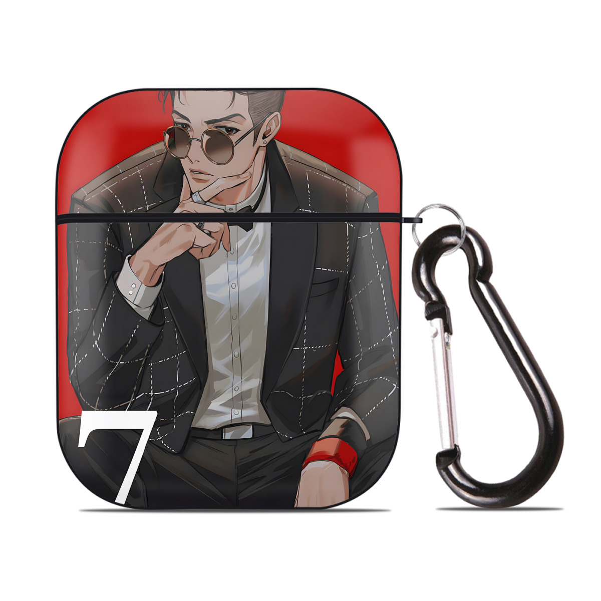 （画像用） SLAM DUNK／スラムダンク AirPods 第2世代保護ケース ハードシェル ブラック 耐衝撃・防指紋・カラビナ付き