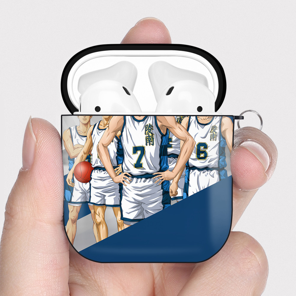 （画像用） SLAM DUNK／スラムダンク AirPods 第2世代保護ケース ハードシェル ブラック 耐衝撃・防指紋・カラビナ付き