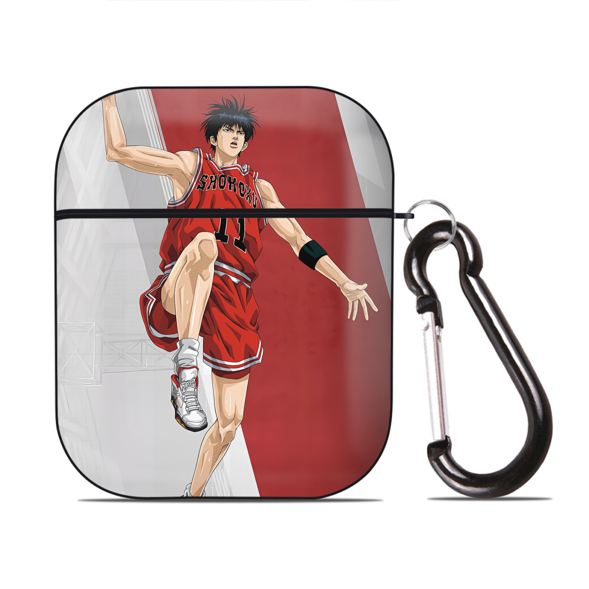 （画像用） SLAM DUNK／スラムダンク AirPods 第2世代保護ケース ハードシェル ブラック 耐衝撃・防指紋・カラビナ付き