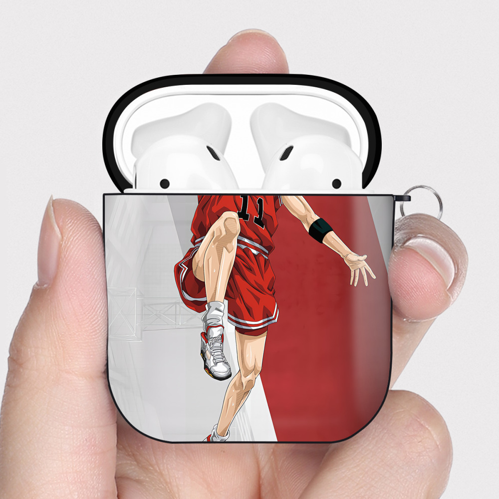 （画像用） SLAM DUNK／スラムダンク AirPods 第2世代保護ケース ハードシェル ブラック 耐衝撃・防指紋・カラビナ付き