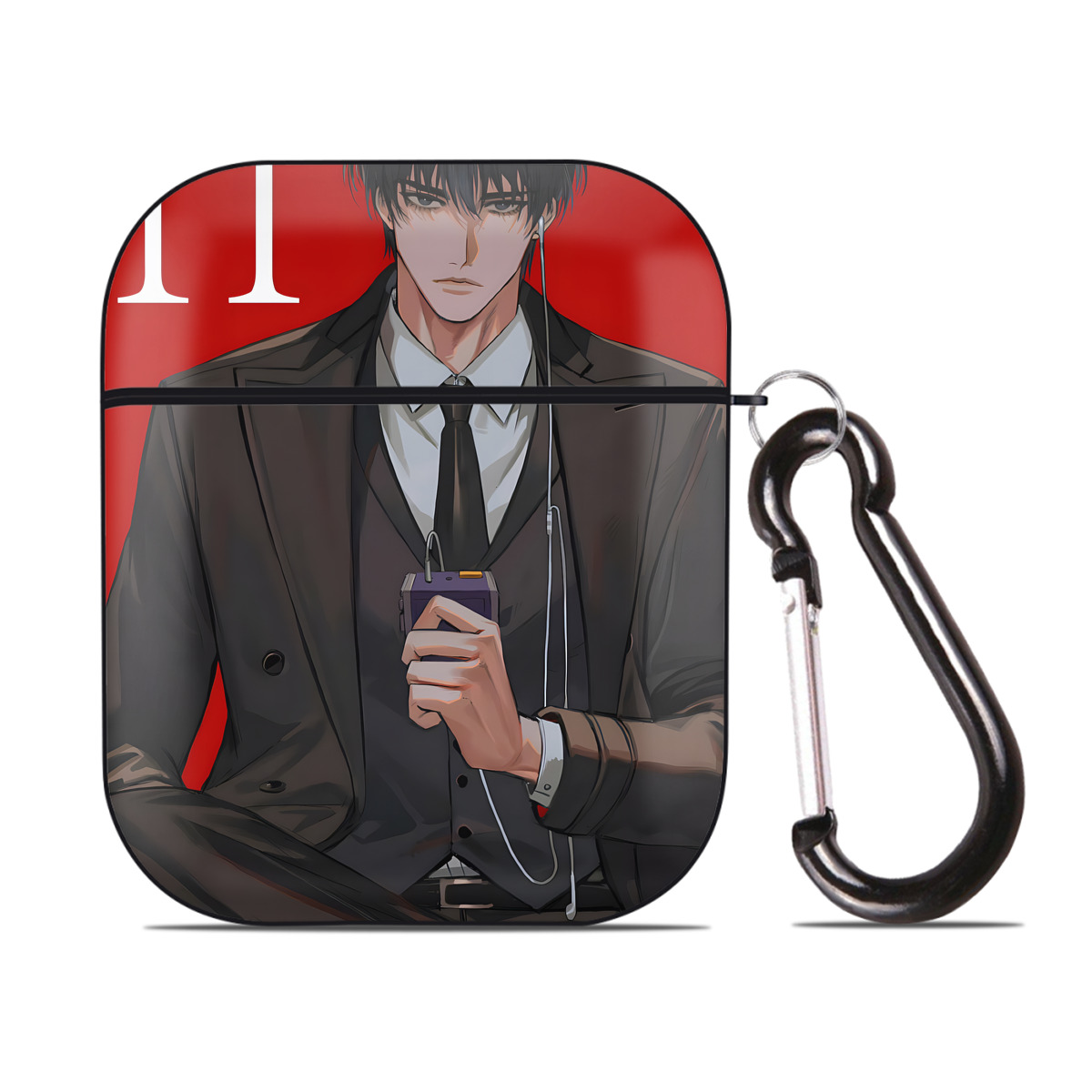 （画像用） SLAM DUNK／スラムダンク AirPods 第2世代保護ケース ハードシェル ブラック 耐衝撃・防指紋・カラビナ付き
