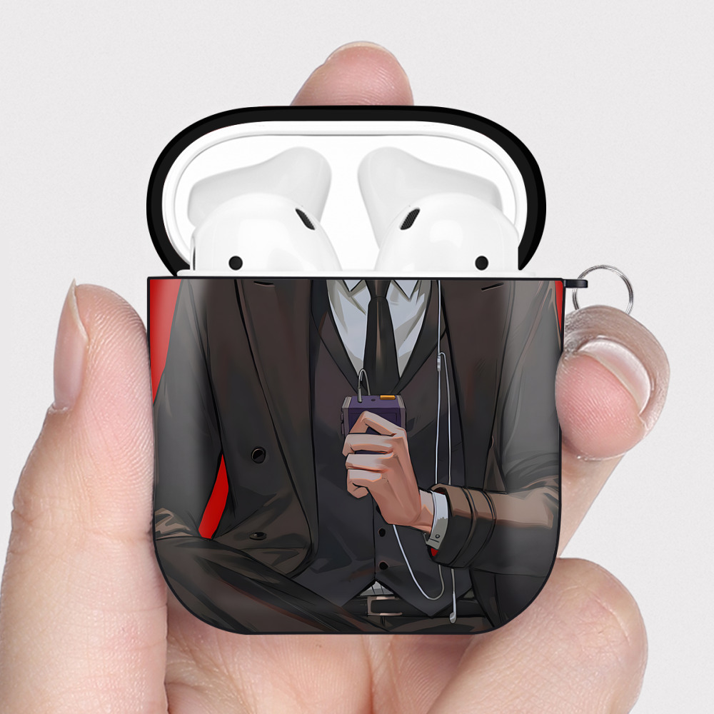 （画像用） SLAM DUNK／スラムダンク AirPods 第2世代保護ケース ハードシェル ブラック 耐衝撃・防指紋・カラビナ付き