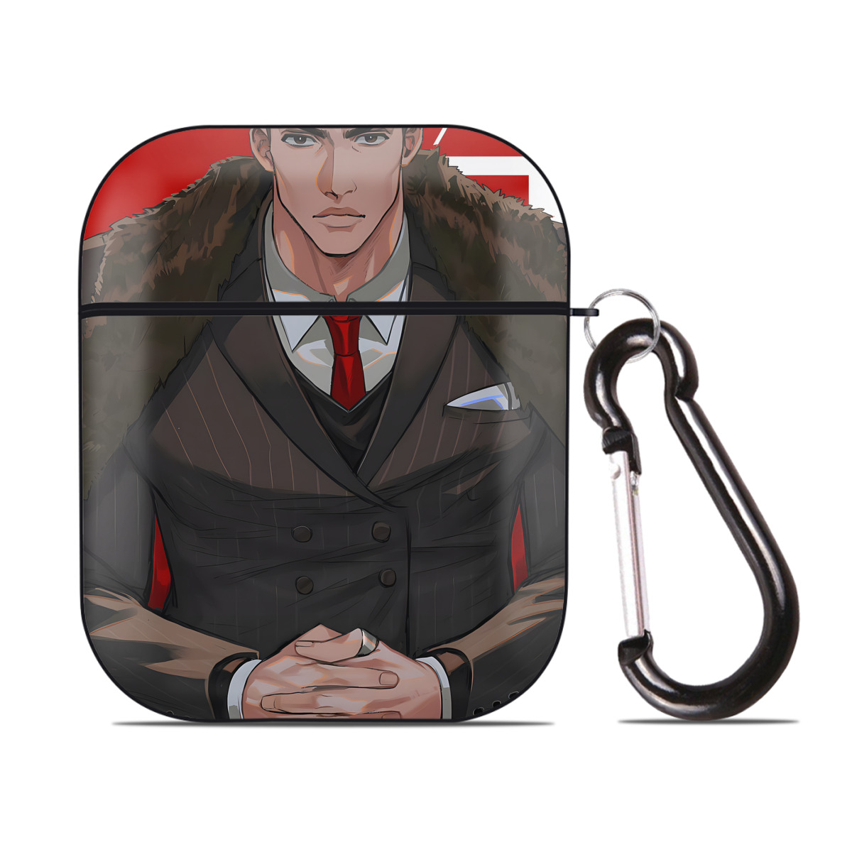 （画像用） SLAM DUNK／スラムダンク AirPods 第2世代保護ケース ハードシェル ブラック 耐衝撃・防指紋・カラビナ付き