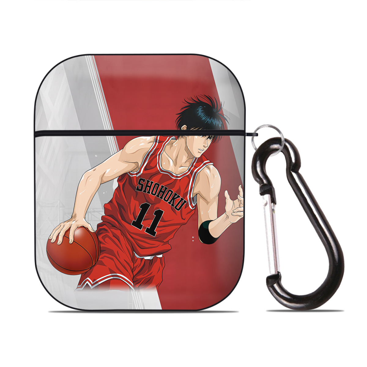 （画像用） SLAM DUNK／スラムダンク AirPods 第2世代保護ケース ハードシェル ブラック 耐衝撃・防指紋・カラビナ付き