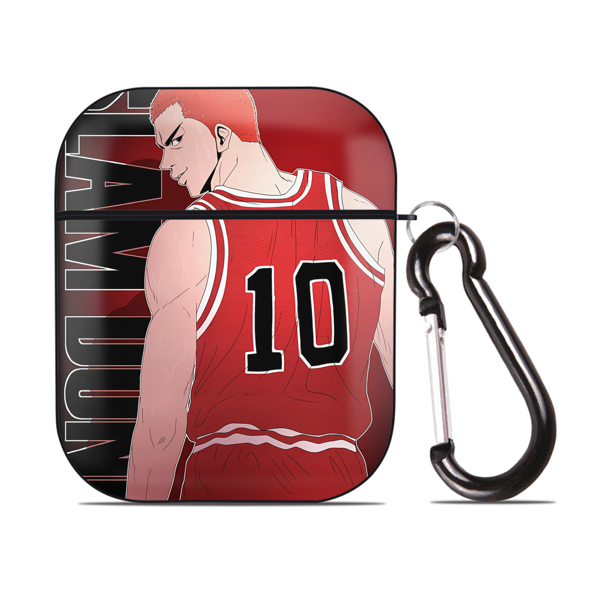 （画像用） SLAM DUNK／スラムダンク AirPods 第2世代保護ケース ハードシェル ブラック 耐衝撃・防指紋・カラビナ付き