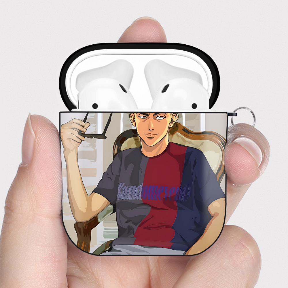 （画像用） SLAM DUNK／スラムダンク AirPods 第2世代保護ケース ハードシェル ブラック 耐衝撃・防指紋・カラビナ付き