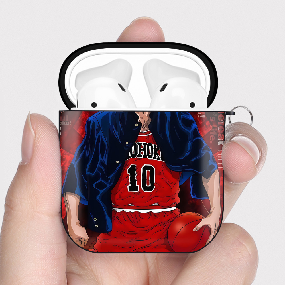 （画像用） SLAM DUNK／スラムダンク AirPods 第2世代保護ケース ハードシェル ブラック 耐衝撃・防指紋・カラビナ付き