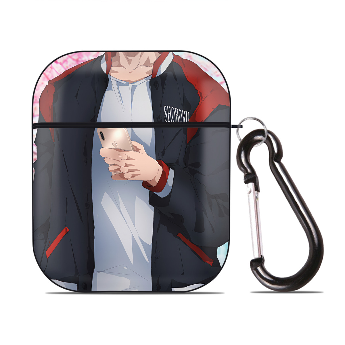 （画像用） SLAM DUNK／スラムダンク AirPods 第2世代保護ケース ハードシェル ブラック 耐衝撃・防指紋・カラビナ付き