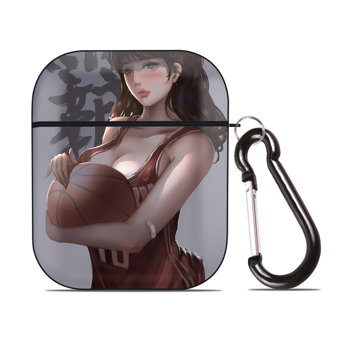 （画像用） SLAM DUNK／スラムダンク AirPods 第2世代保護ケース ハードシェル ブラック 耐衝撃・防指紋・カラビナ付き