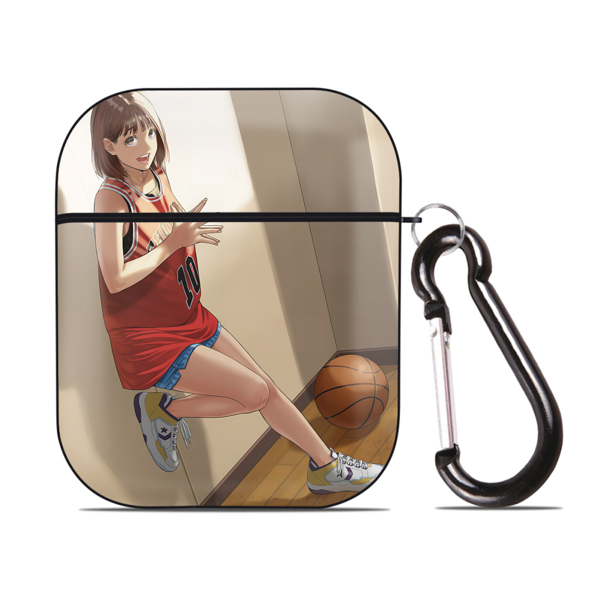 （画像用） SLAM DUNK／スラムダンク AirPods 第2世代保護ケース ハードシェル ブラック 耐衝撃・防指紋・カラビナ付き