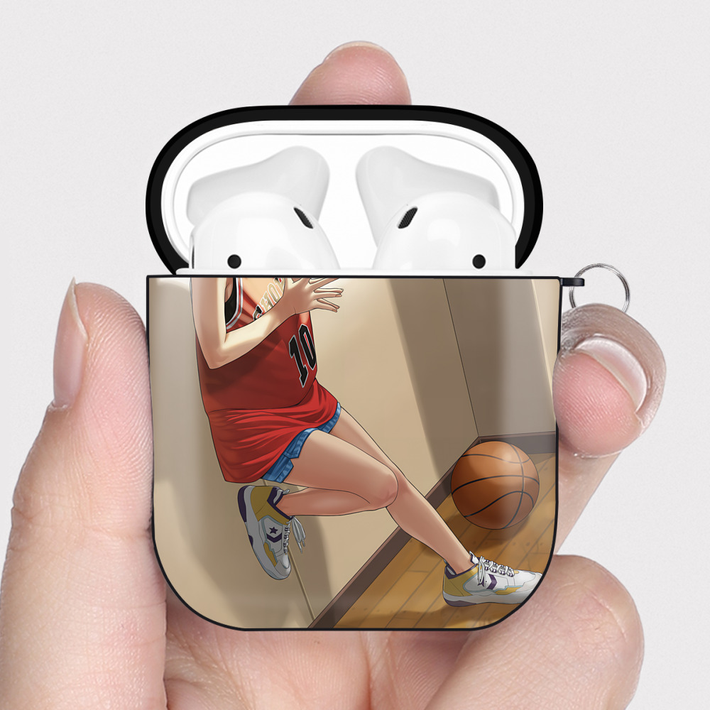（画像用） SLAM DUNK／スラムダンク AirPods 第2世代保護ケース ハードシェル ブラック 耐衝撃・防指紋・カラビナ付き