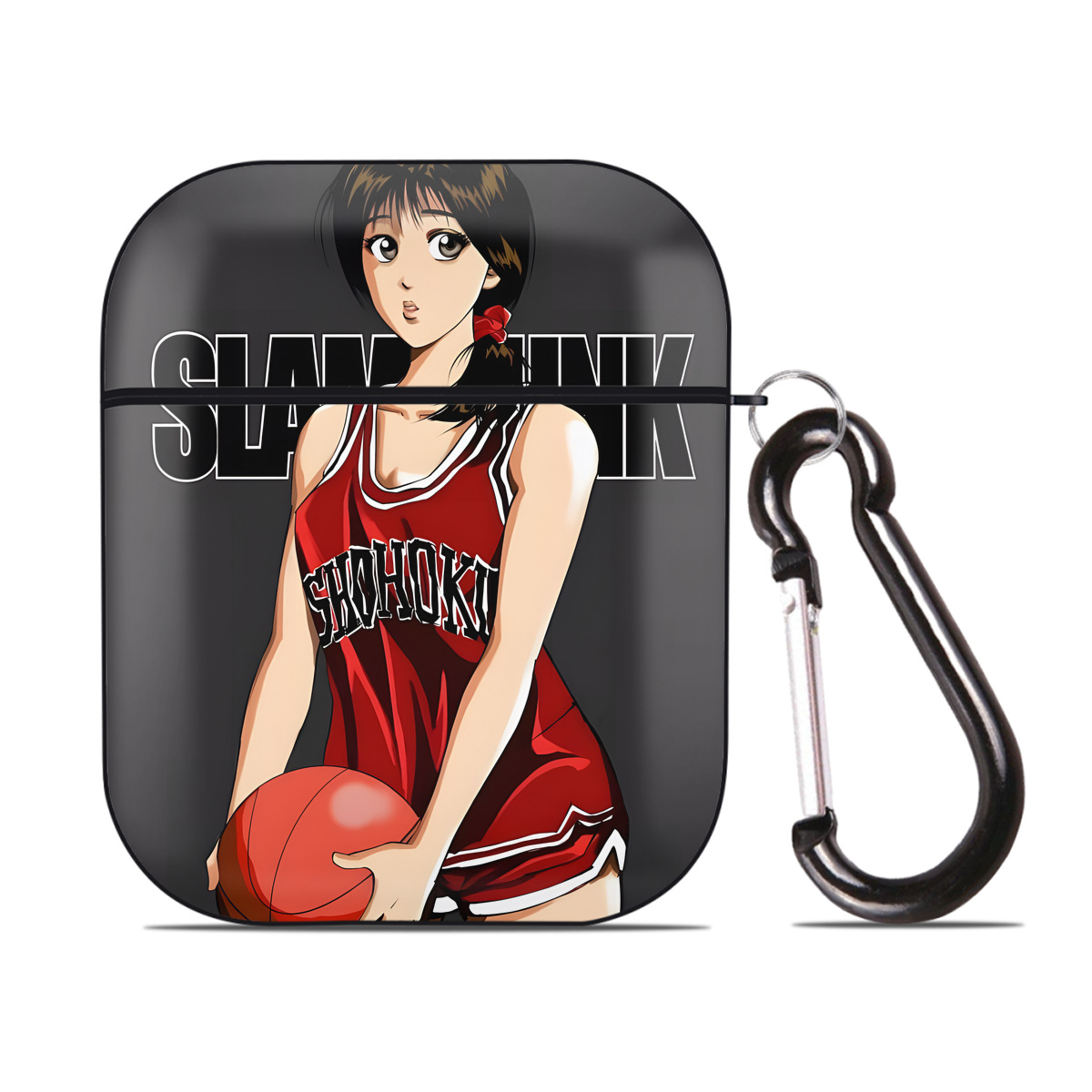 （画像用） SLAM DUNK／スラムダンク AirPods 第2世代保護ケース ハードシェル ブラック 耐衝撃・防指紋・カラビナ付き