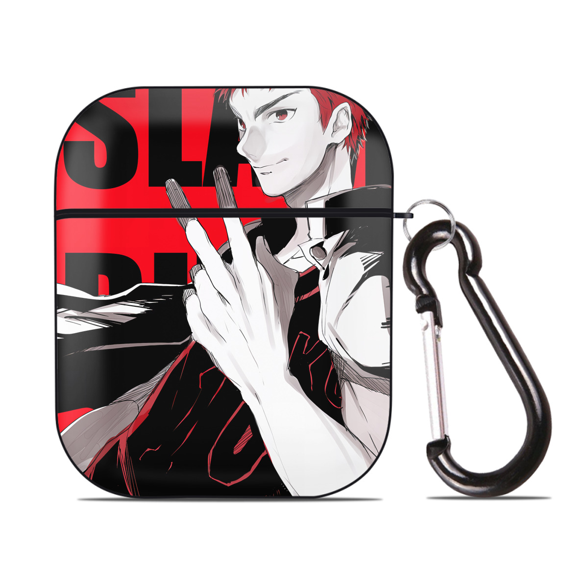 （画像用） SLAM DUNK／スラムダンク AirPods 第2世代保護ケース ハードシェル ブラック 耐衝撃・防指紋・カラビナ付き