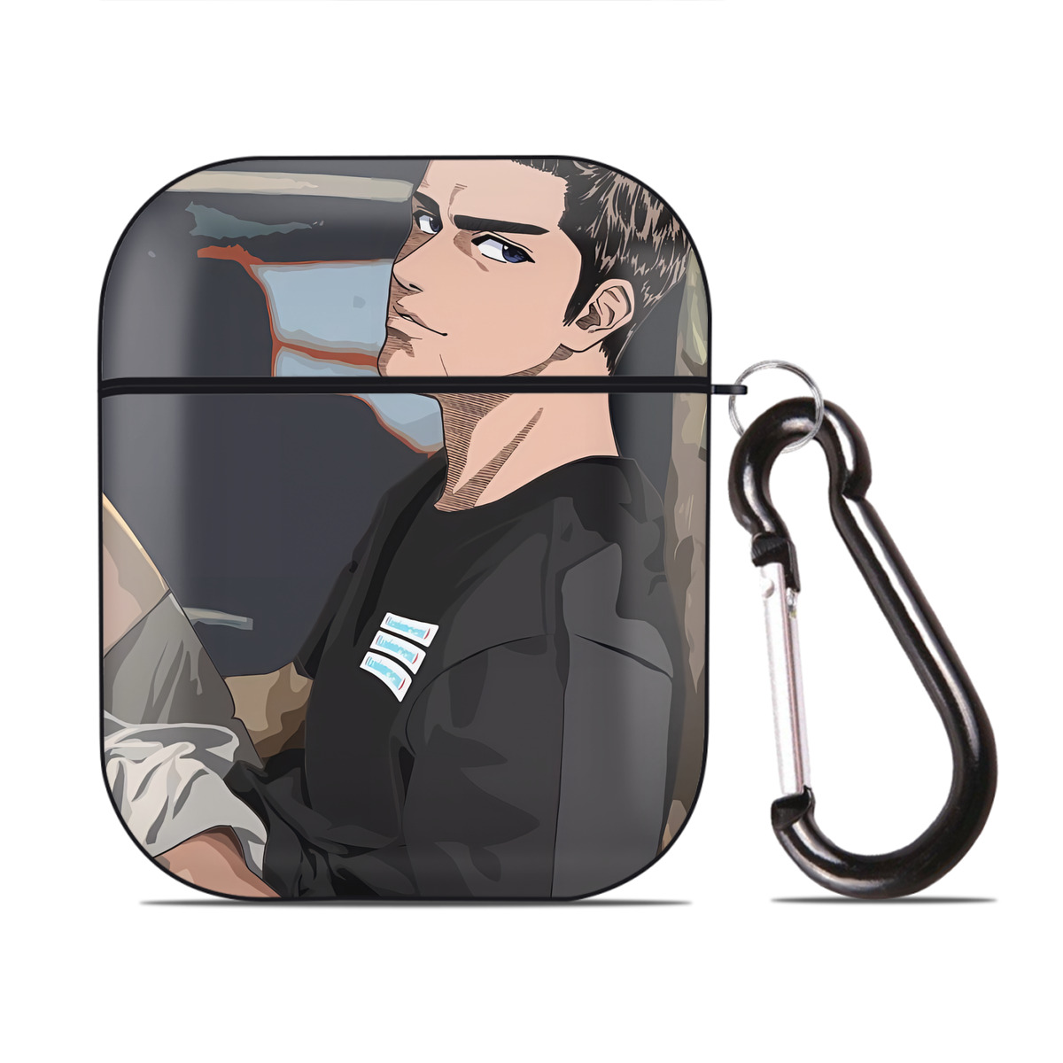 （画像用） SLAM DUNK／スラムダンク AirPods 第2世代保護ケース ハードシェル ブラック 耐衝撃・防指紋・カラビナ付き