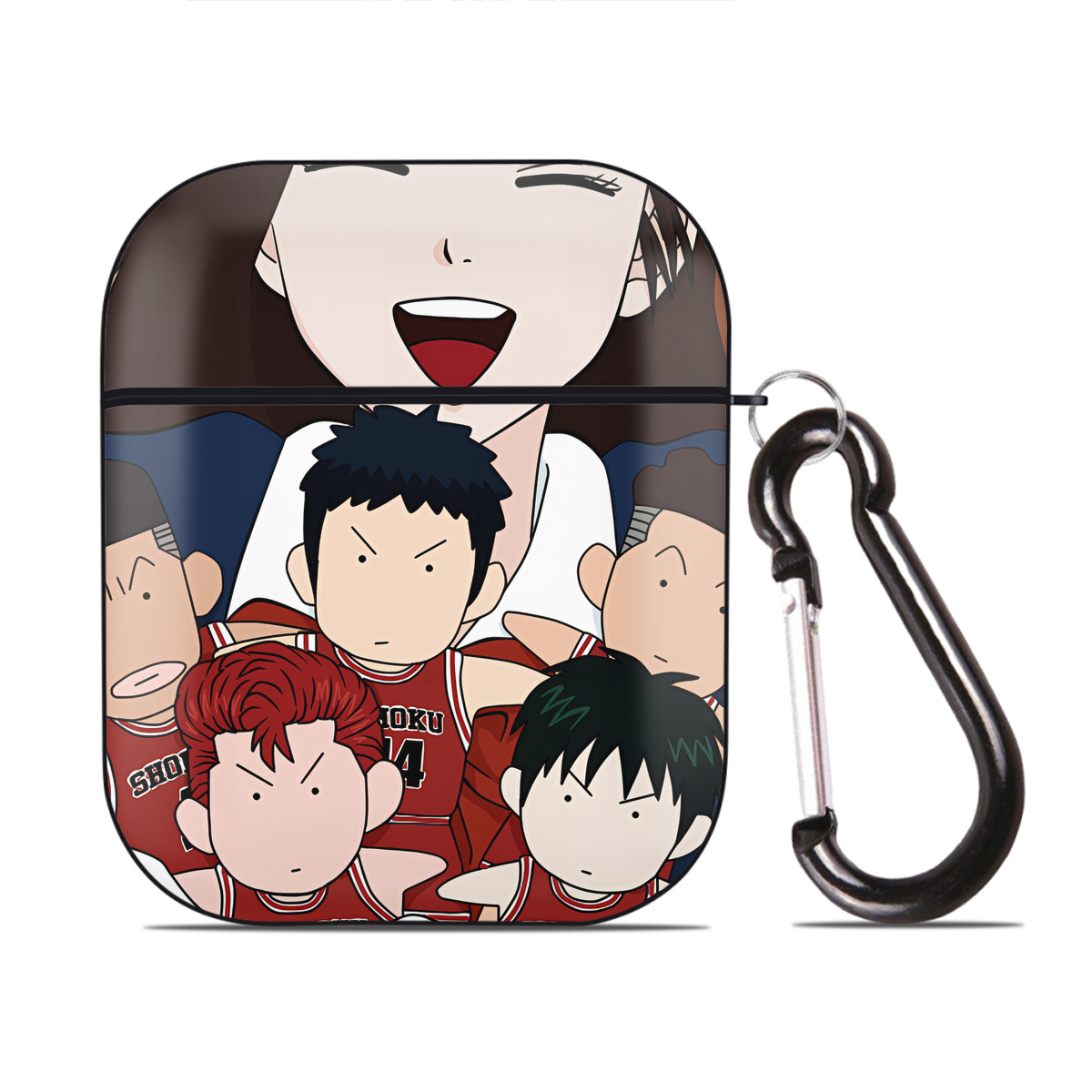 （画像用） SLAM DUNK／スラムダンク AirPods 第2世代保護ケース ハードシェル ブラック 耐衝撃・防指紋・カラビナ付き