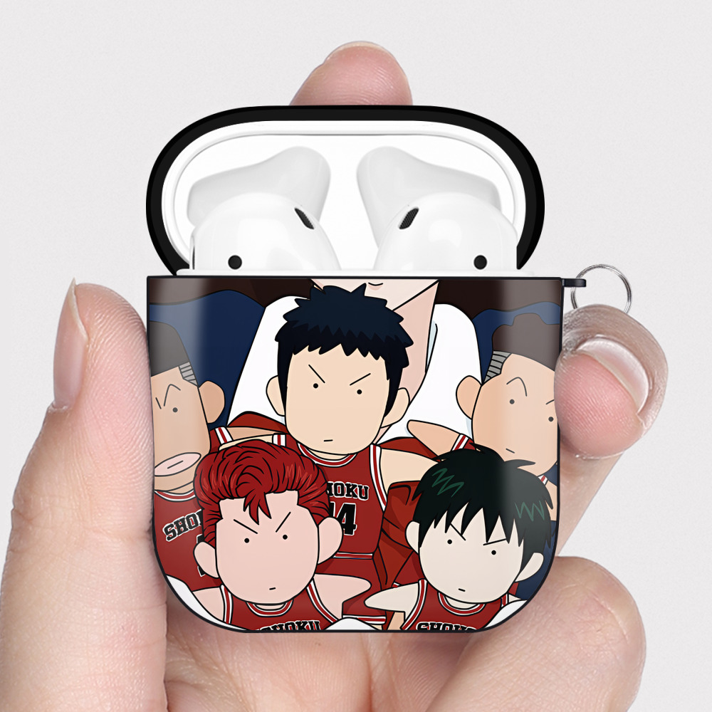 （画像用） SLAM DUNK／スラムダンク AirPods 第2世代保護ケース ハードシェル ブラック 耐衝撃・防指紋・カラビナ付き