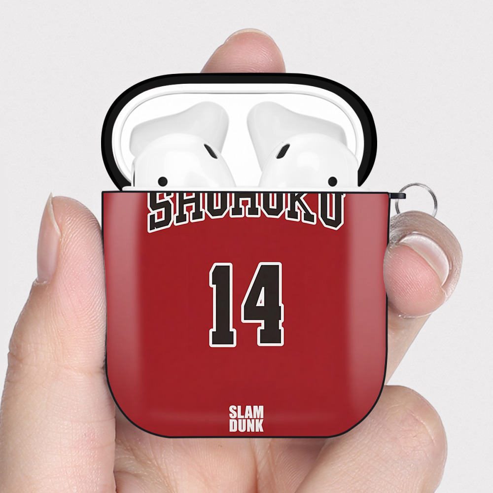 （画像用） SLAM DUNK／スラムダンク AirPods 第2世代保護ケース ハードシェル ブラック 耐衝撃・防指紋・カラビナ付き