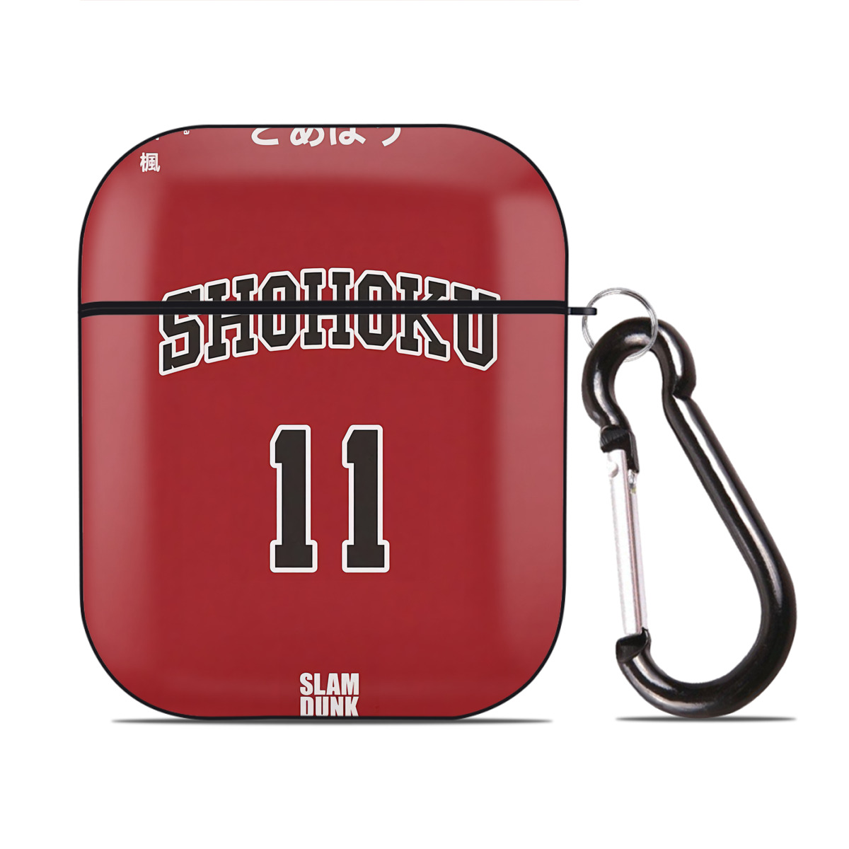 （画像用） SLAM DUNK／スラムダンク AirPods 第2世代保護ケース ハードシェル ブラック 耐衝撃・防指紋・カラビナ付き