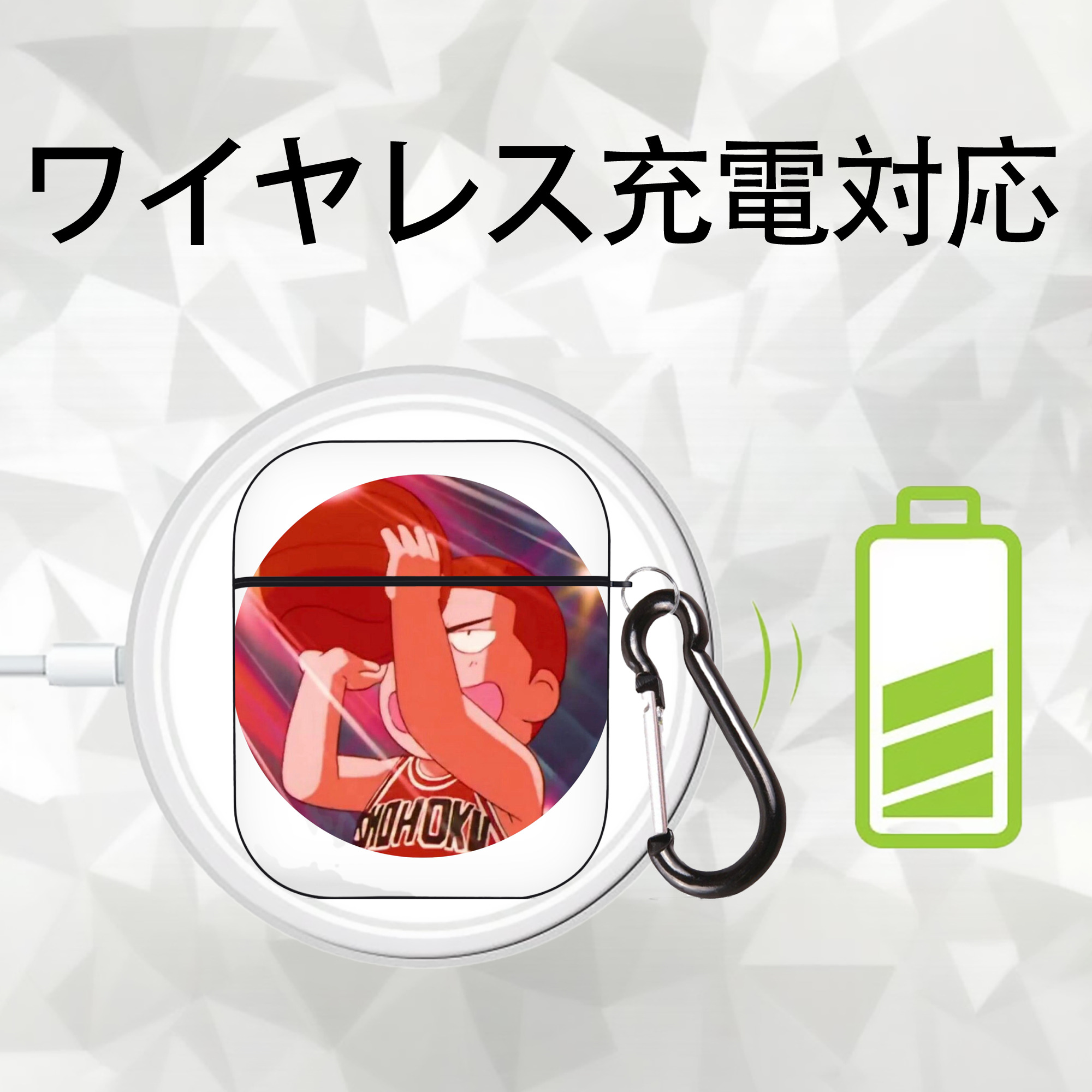 SLAM DUNK／スラムダンク AirPods 第2世代保護ケース ハードシェル ブラック 耐衝撃・防指紋・カラビナ付き