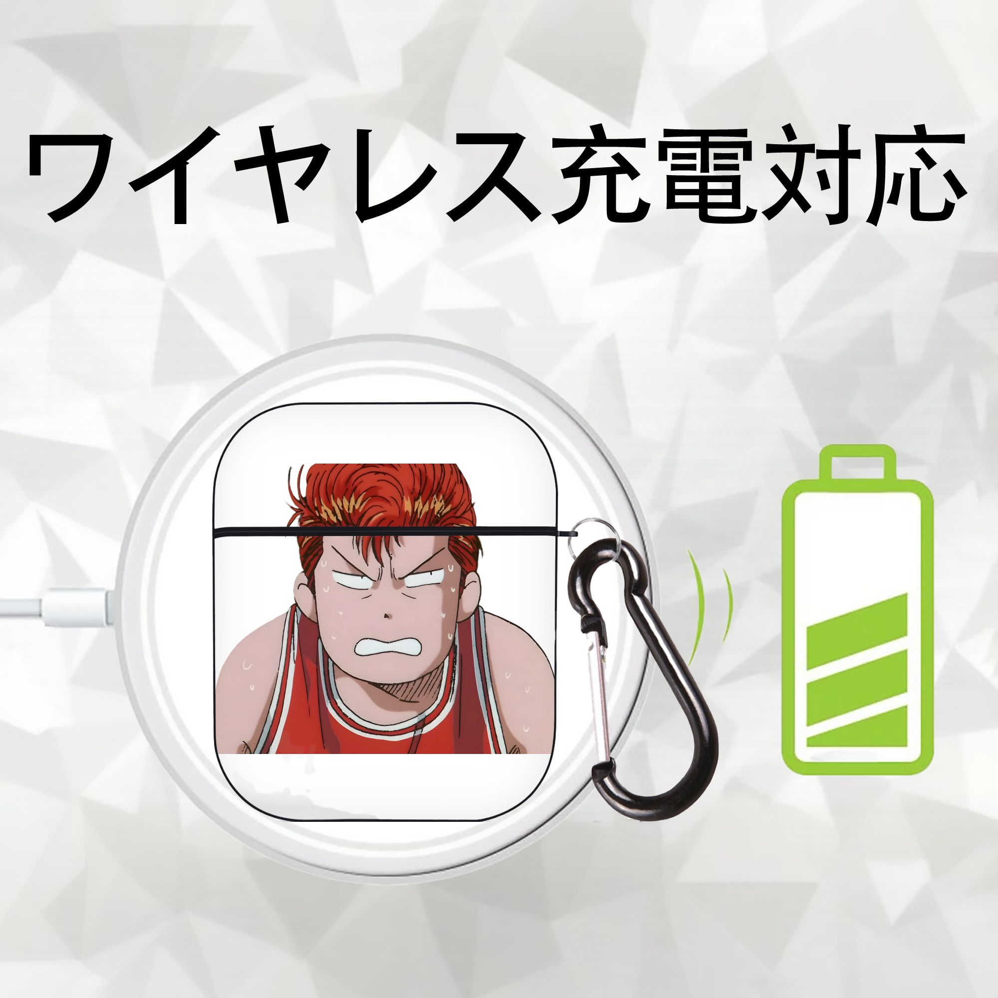 SLAM DUNK／スラムダンク AirPods 第2世代保護ケース ハードシェル ブラック 耐衝撃・防指紋・カラビナ付き