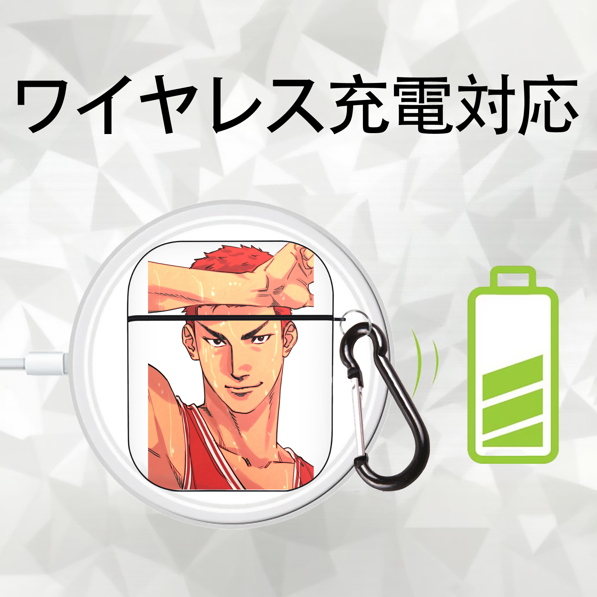 SLAM DUNK／スラムダンク AirPods 第2世代保護ケース ハードシェル ブラック 耐衝撃・防指紋・カラビナ付き