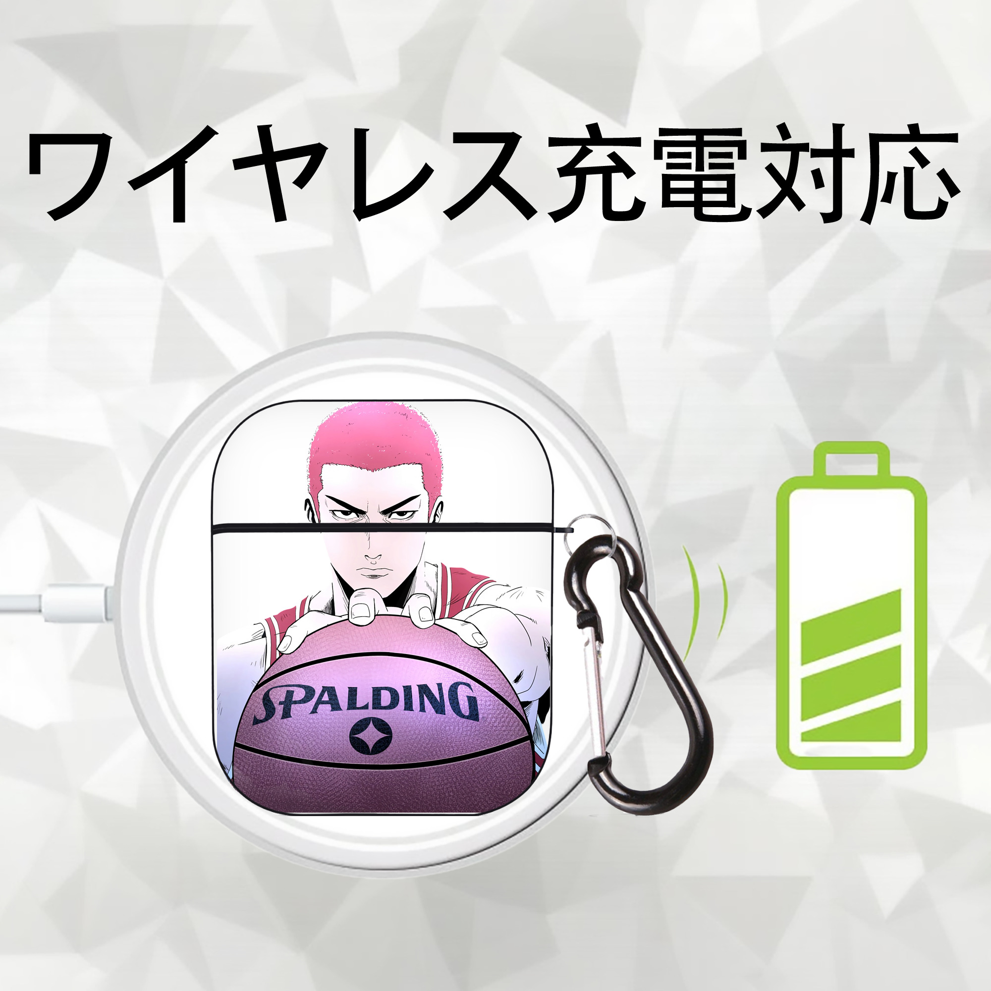 SLAM DUNK／スラムダンク AirPods 第2世代保護ケース ハードシェル ブラック 耐衝撃・防指紋・カラビナ付き