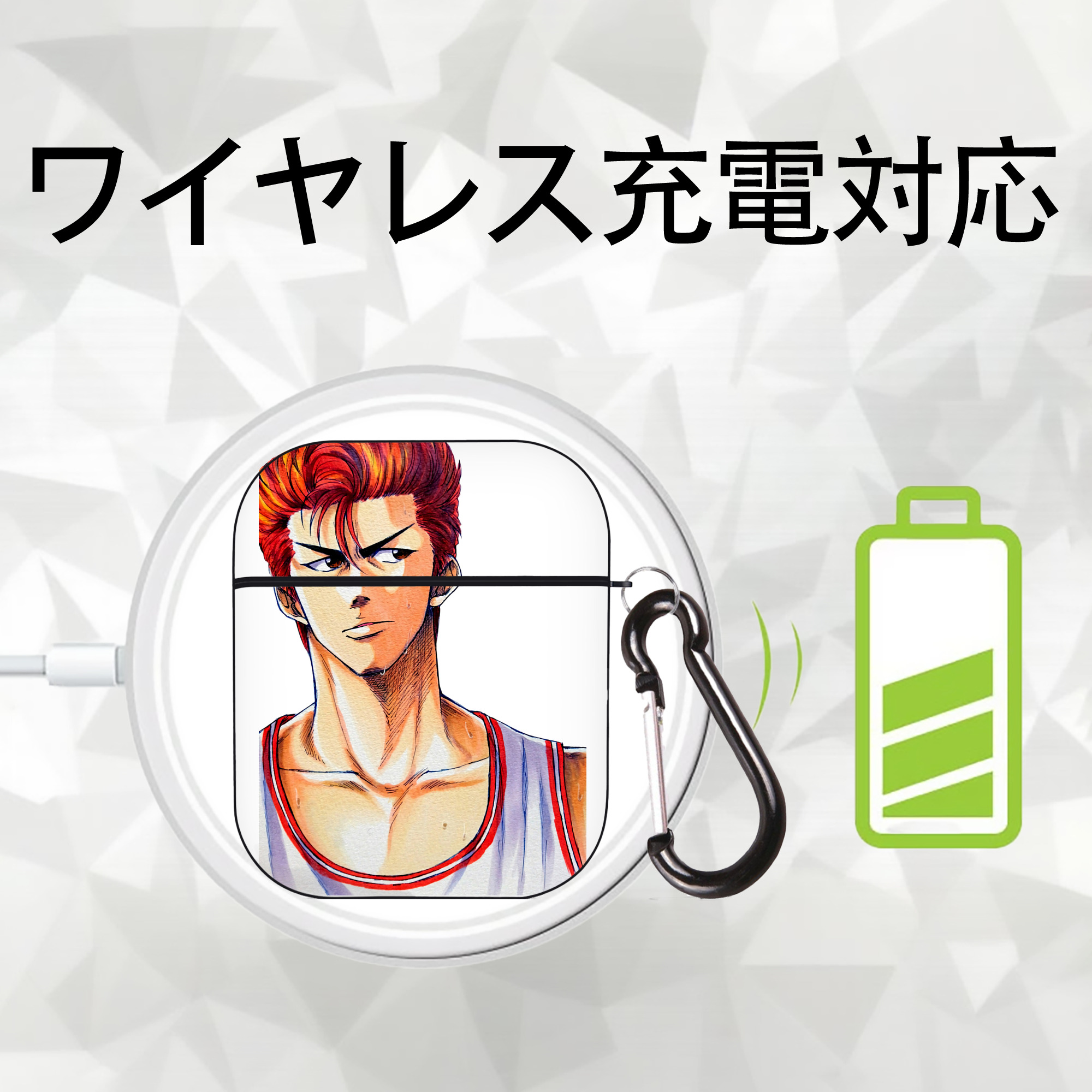SLAM DUNK／スラムダンク AirPods 第2世代保護ケース ハードシェル ブラック 耐衝撃・防指紋・カラビナ付き