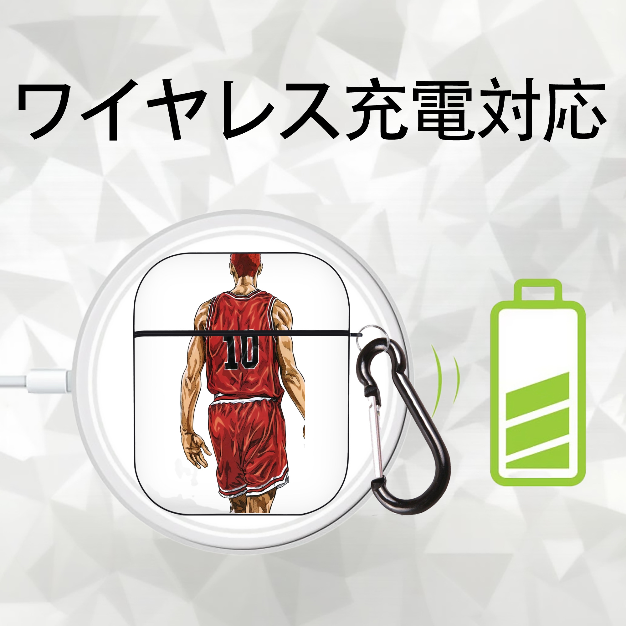 SLAM DUNK／スラムダンク AirPods 第2世代保護ケース ハードシェル ブラック 耐衝撃・防指紋・カラビナ付き