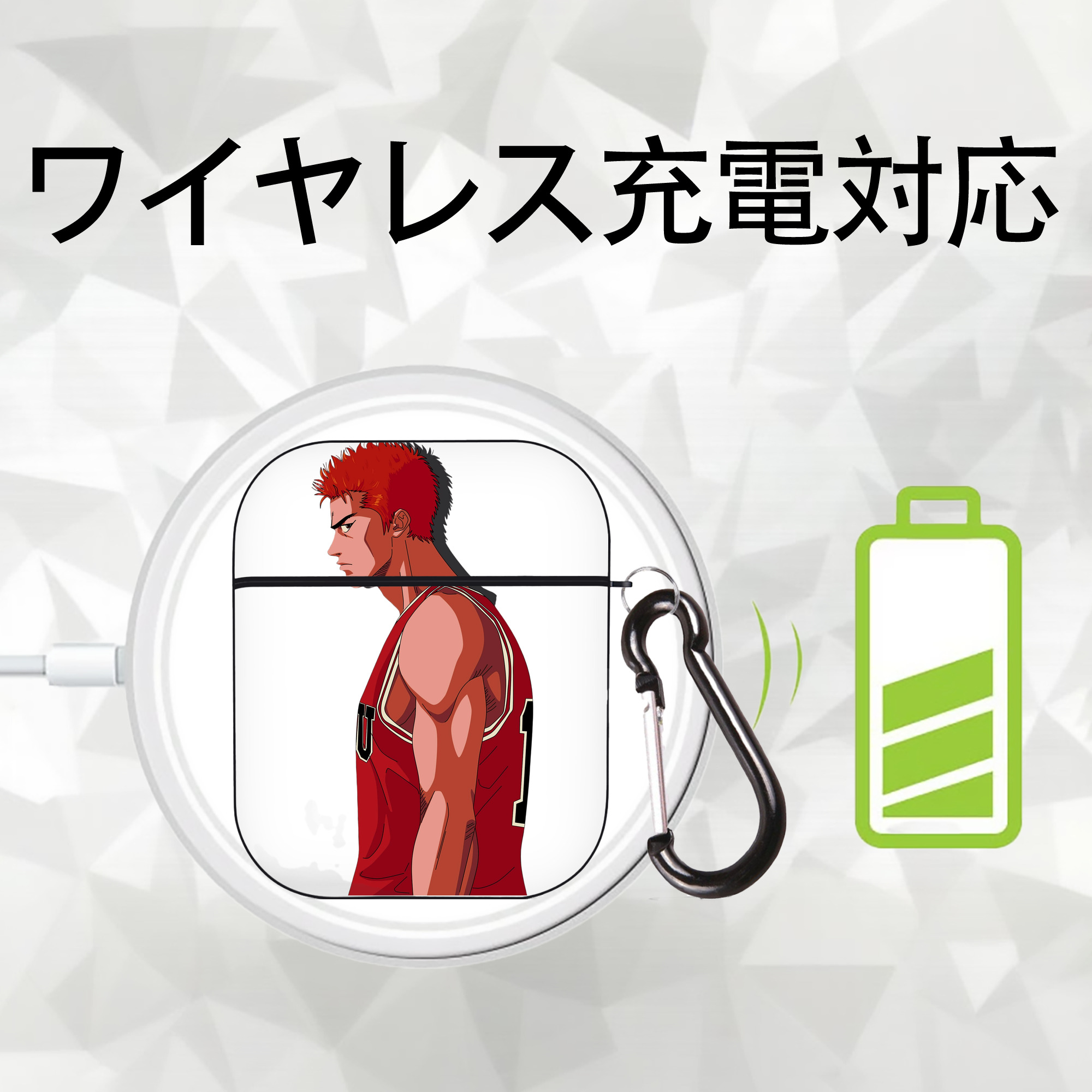 SLAM DUNK／スラムダンク AirPods 第2世代保護ケース ハードシェル ブラック 耐衝撃・防指紋・カラビナ付き