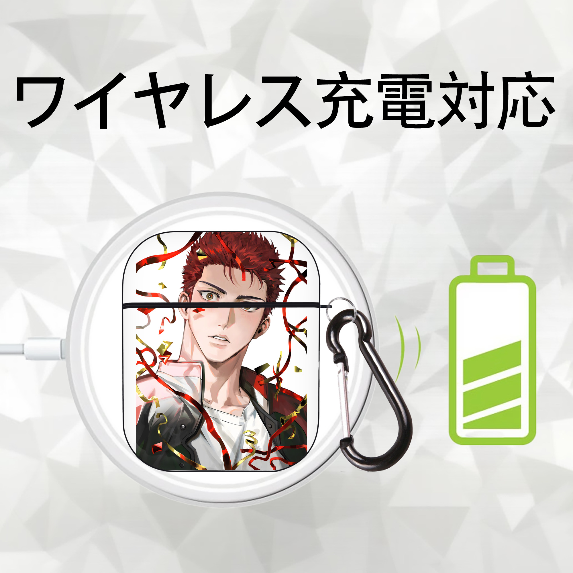 SLAM DUNK／スラムダンク AirPods 第2世代保護ケース ハードシェル ブラック 耐衝撃・防指紋・カラビナ付き