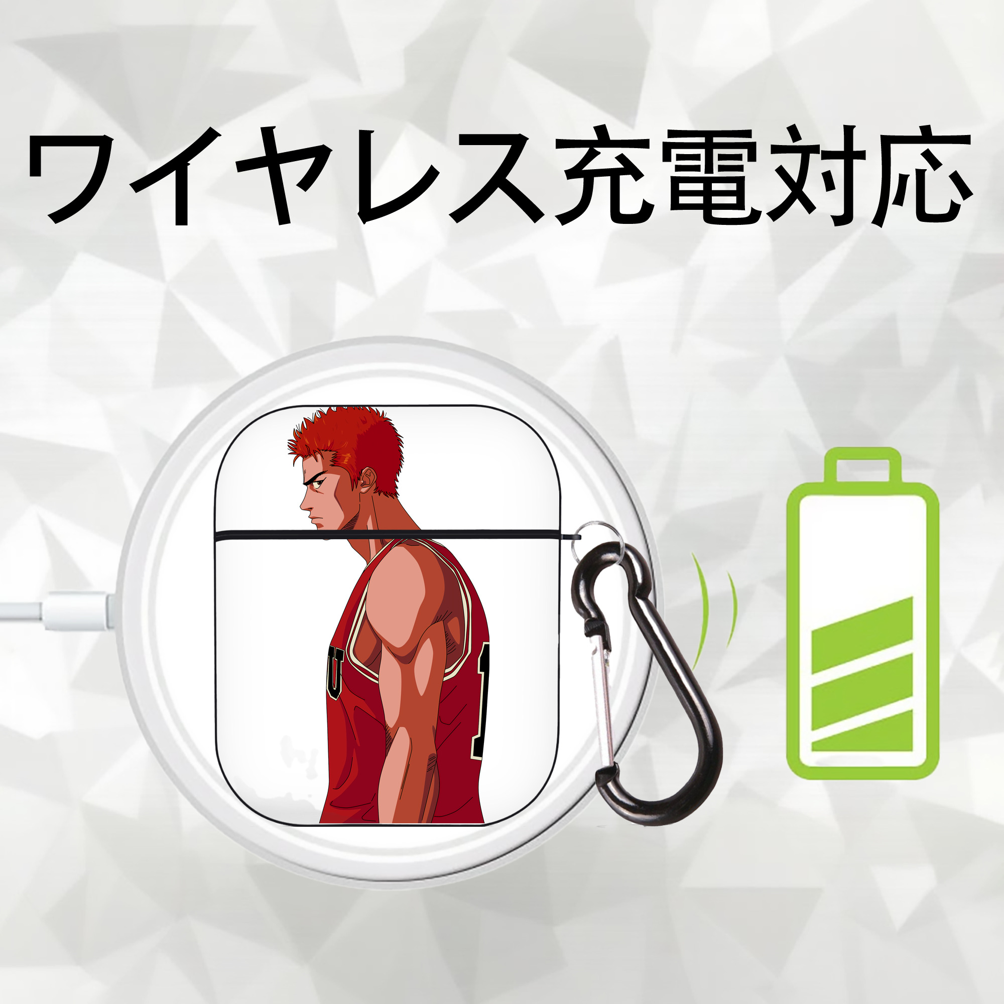 SLAM DUNK／スラムダンク AirPods 第2世代保護ケース ハードシェル ブラック 耐衝撃・防指紋・カラビナ付き