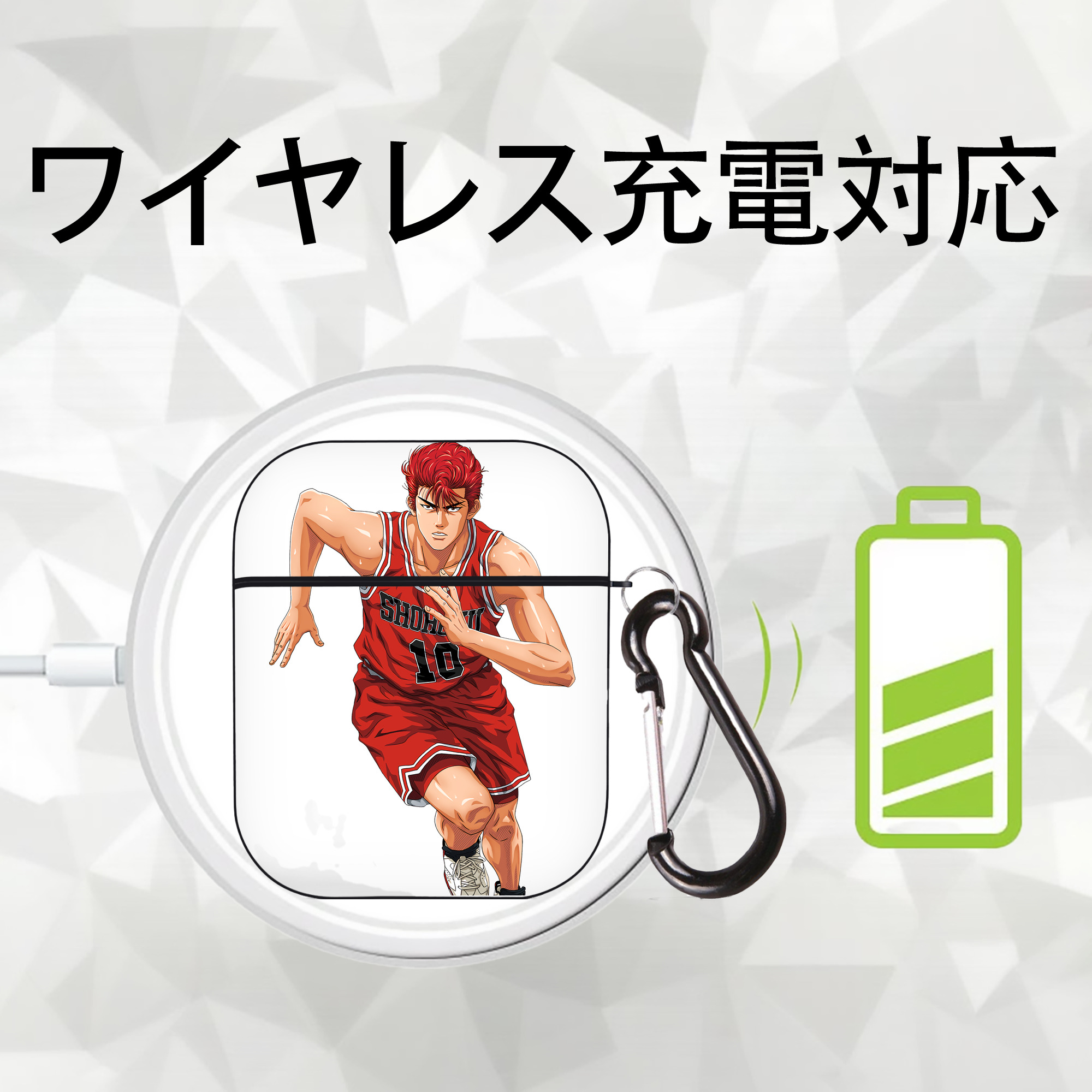 SLAM DUNK／スラムダンク AirPods 第2世代保護ケース ハードシェル ブラック 耐衝撃・防指紋・カラビナ付き