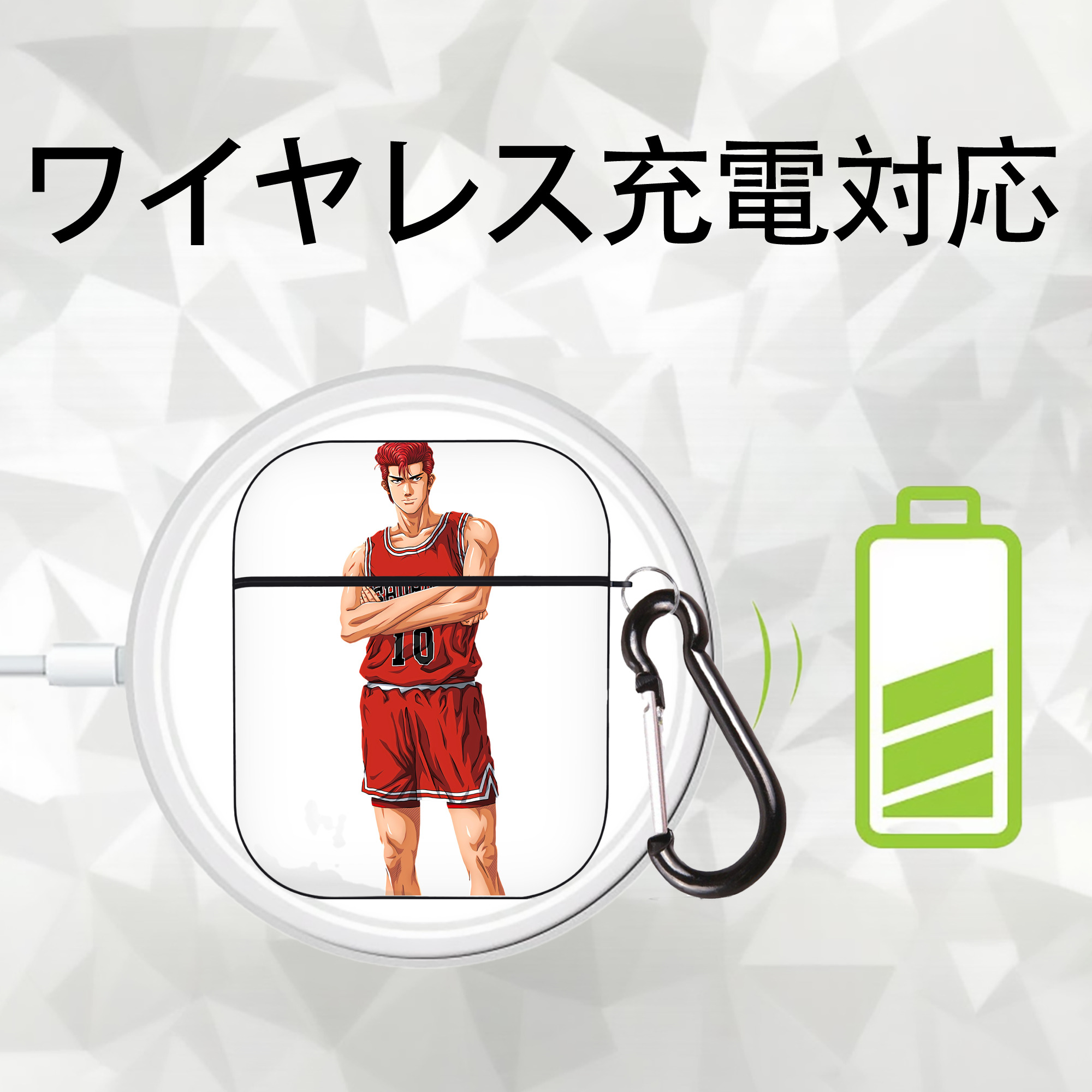 SLAM DUNK／スラムダンク AirPods 第2世代保護ケース ハードシェル ブラック 耐衝撃・防指紋・カラビナ付き