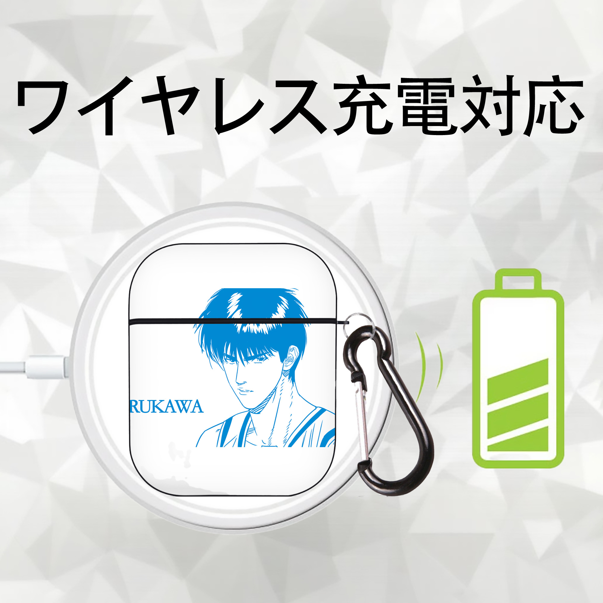 SLAM DUNK／スラムダンク AirPods 第2世代保護ケース ハードシェル ブラック 耐衝撃・防指紋・カラビナ付き