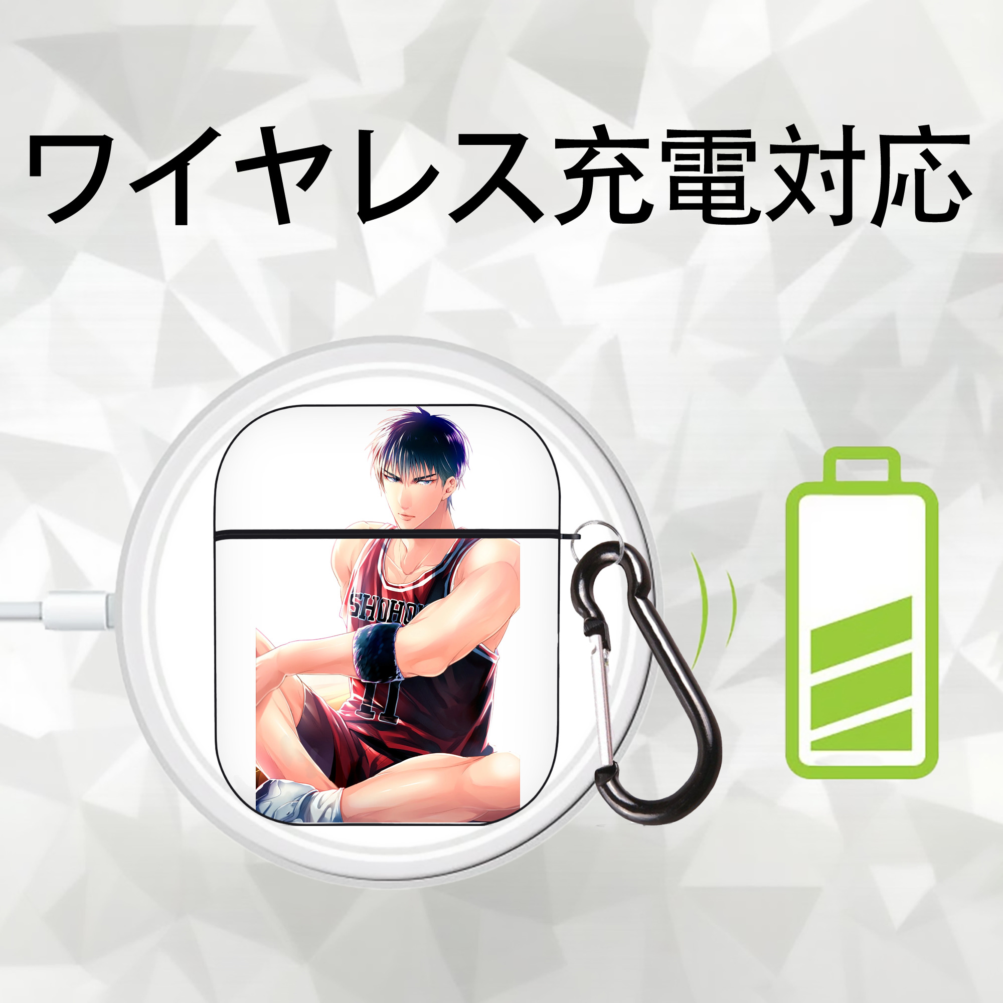 SLAM DUNK／スラムダンク AirPods 第2世代保護ケース ハードシェル ブラック 耐衝撃・防指紋・カラビナ付き
