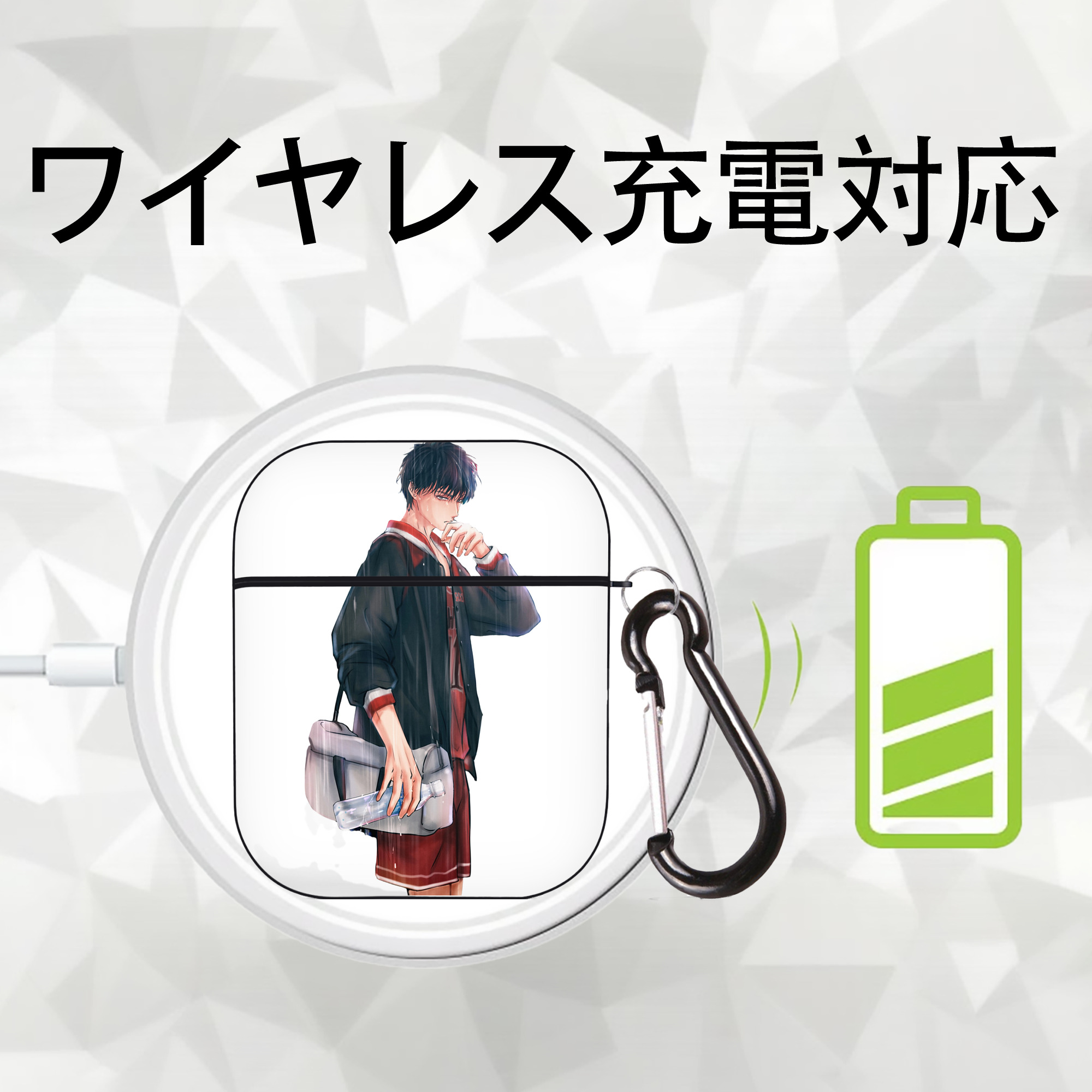 SLAM DUNK／スラムダンク AirPods 第2世代保護ケース ハードシェル ブラック 耐衝撃・防指紋・カラビナ付き