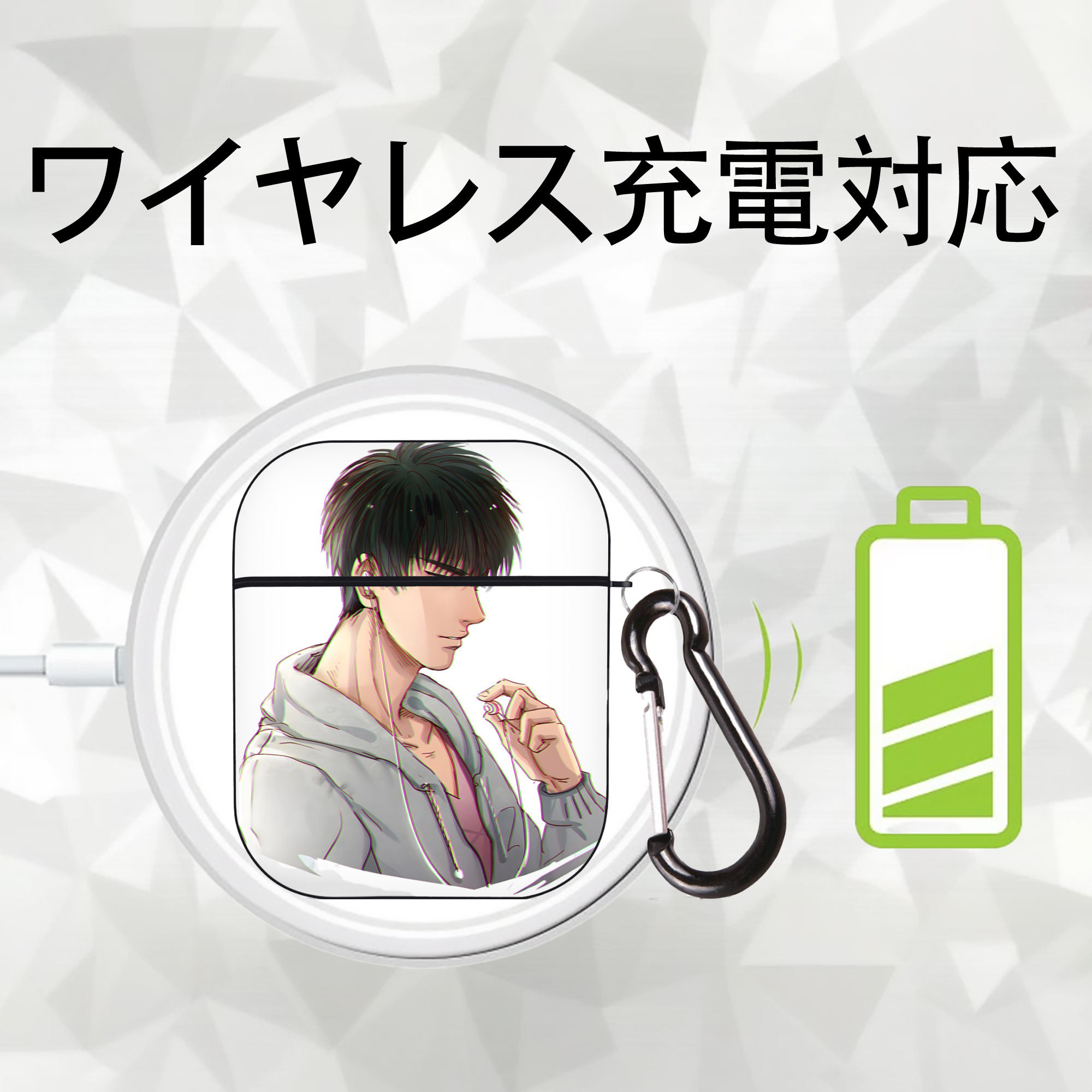 SLAM DUNK／スラムダンク AirPods 第2世代保護ケース ハードシェル ブラック 耐衝撃・防指紋・カラビナ付き