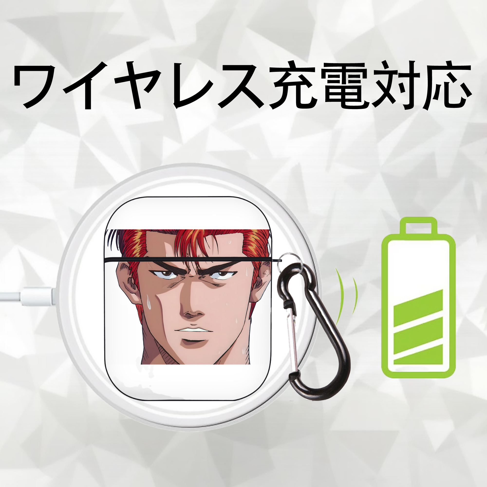 SLAM DUNK／スラムダンク AirPods 第2世代保護ケース ハードシェル ブラック 耐衝撃・防指紋・カラビナ付き