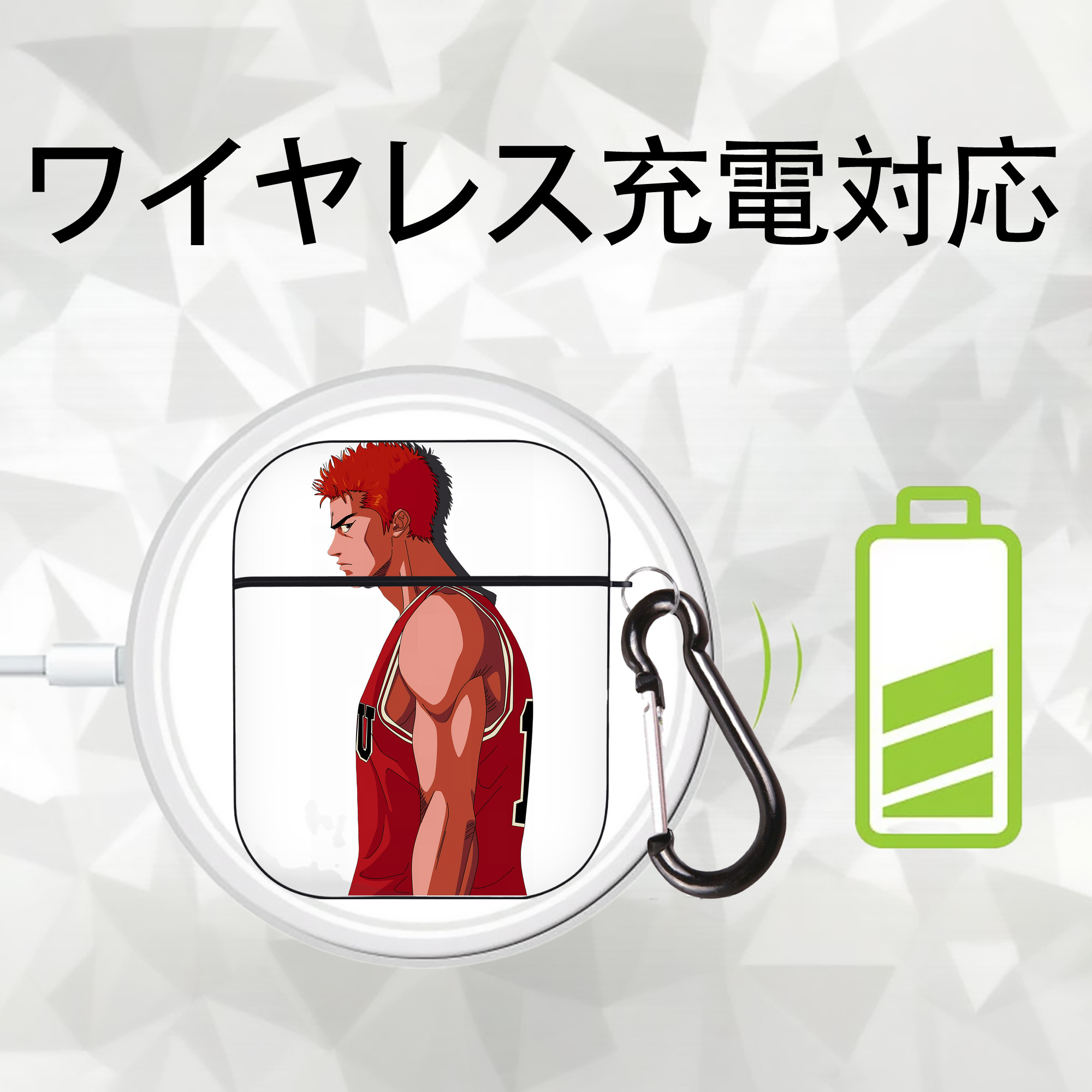SLAM DUNK／スラムダンク AirPods 第2世代保護ケース ハードシェル ブラック 耐衝撃・防指紋・カラビナ付き