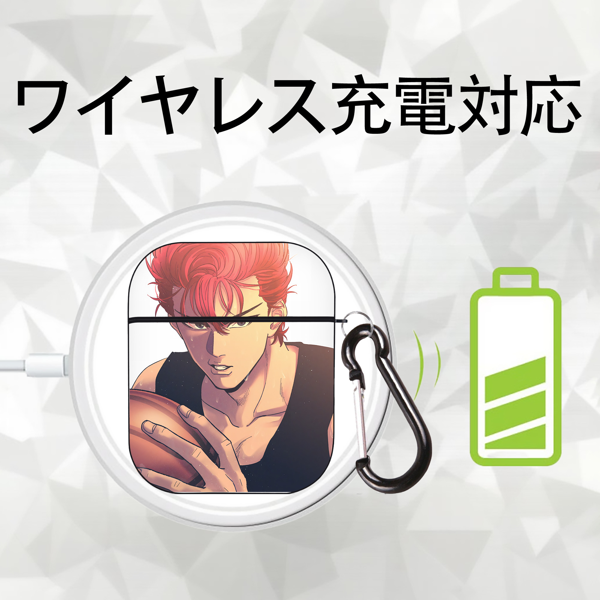 SLAM DUNK／スラムダンク AirPods 第2世代保護ケース ハードシェル ブラック 耐衝撃・防指紋・カラビナ付き