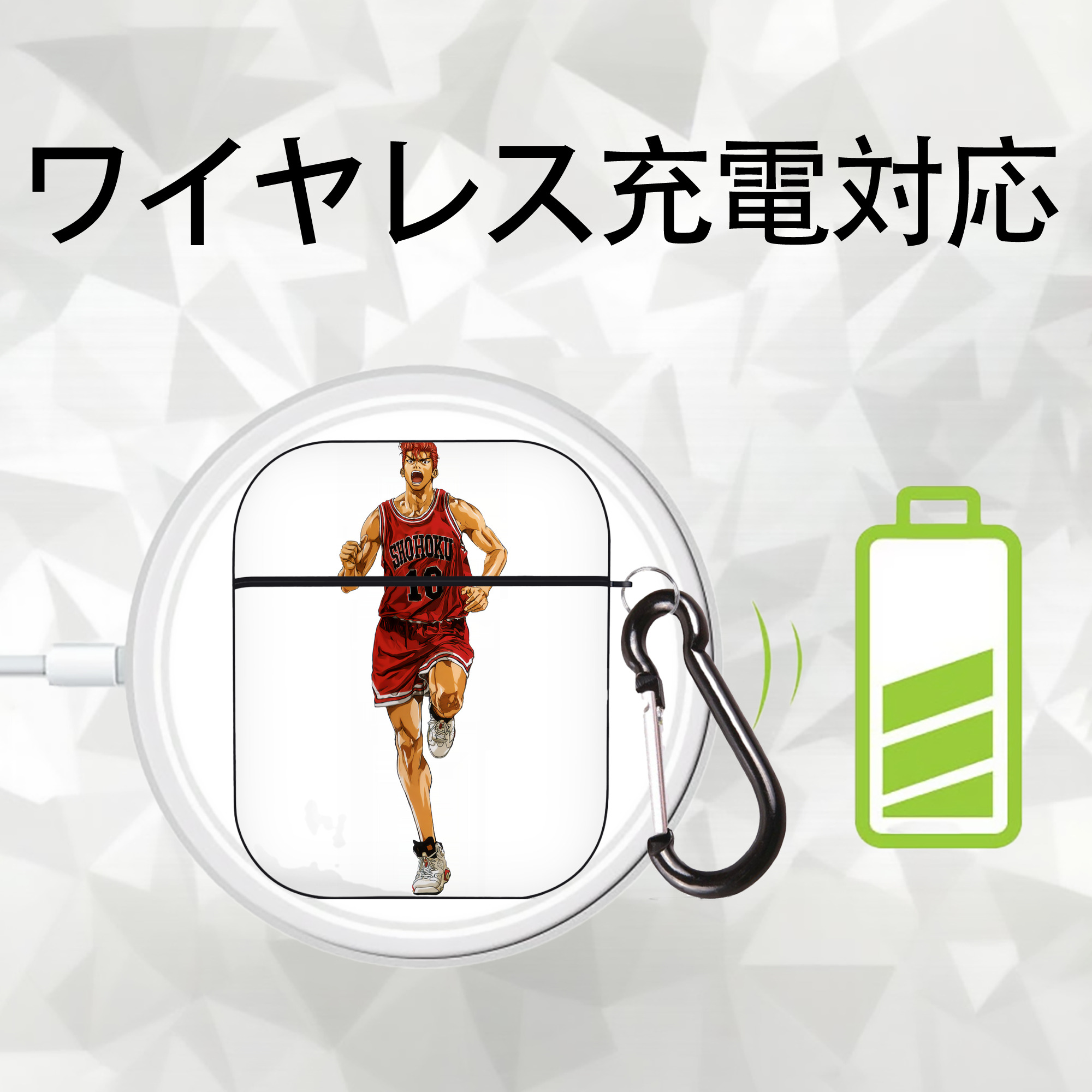 SLAM DUNK／スラムダンク AirPods 第2世代保護ケース ハードシェル ブラック 耐衝撃・防指紋・カラビナ付き