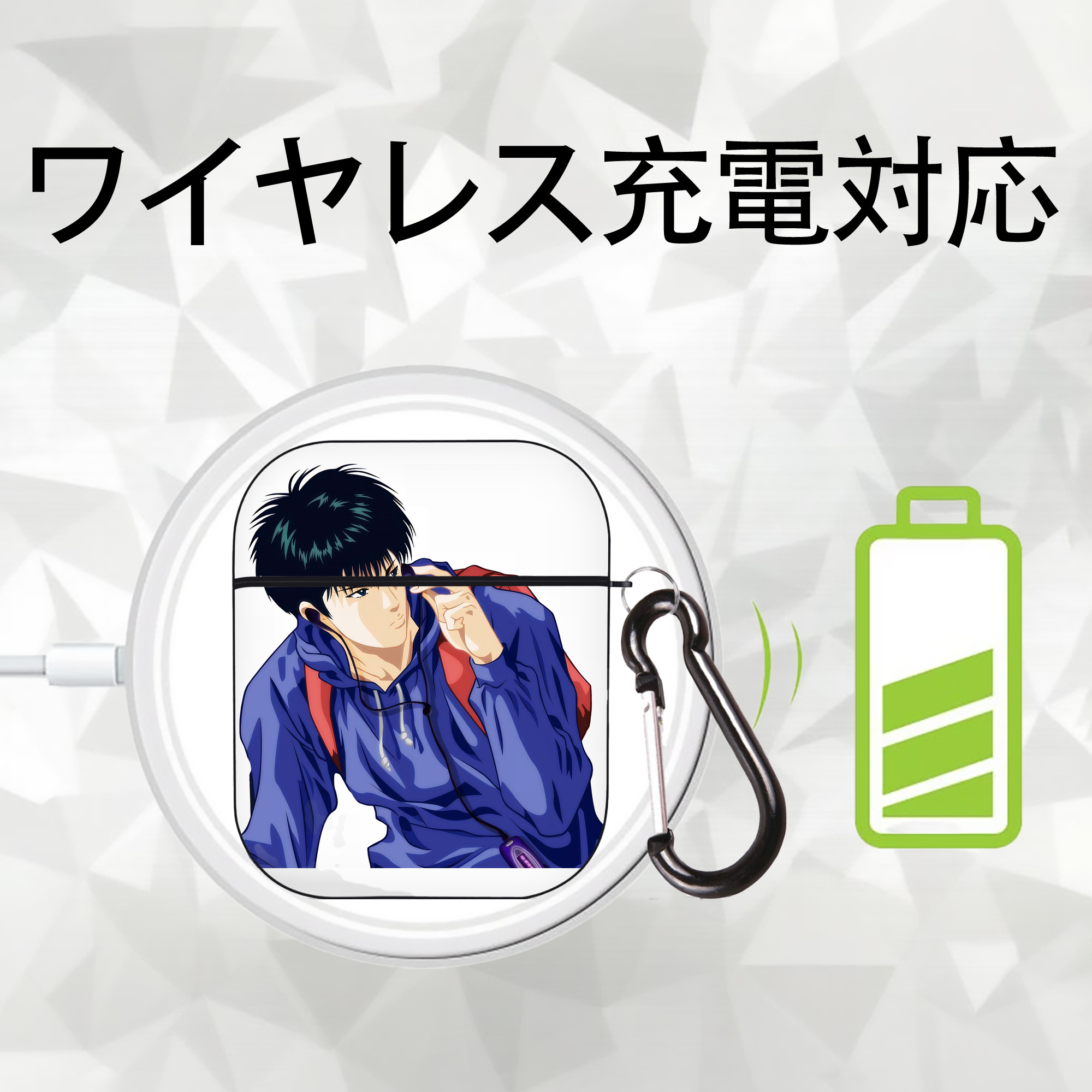 SLAM DUNK／スラムダンク AirPods 第2世代保護ケース ハードシェル ブラック 耐衝撃・防指紋・カラビナ付き