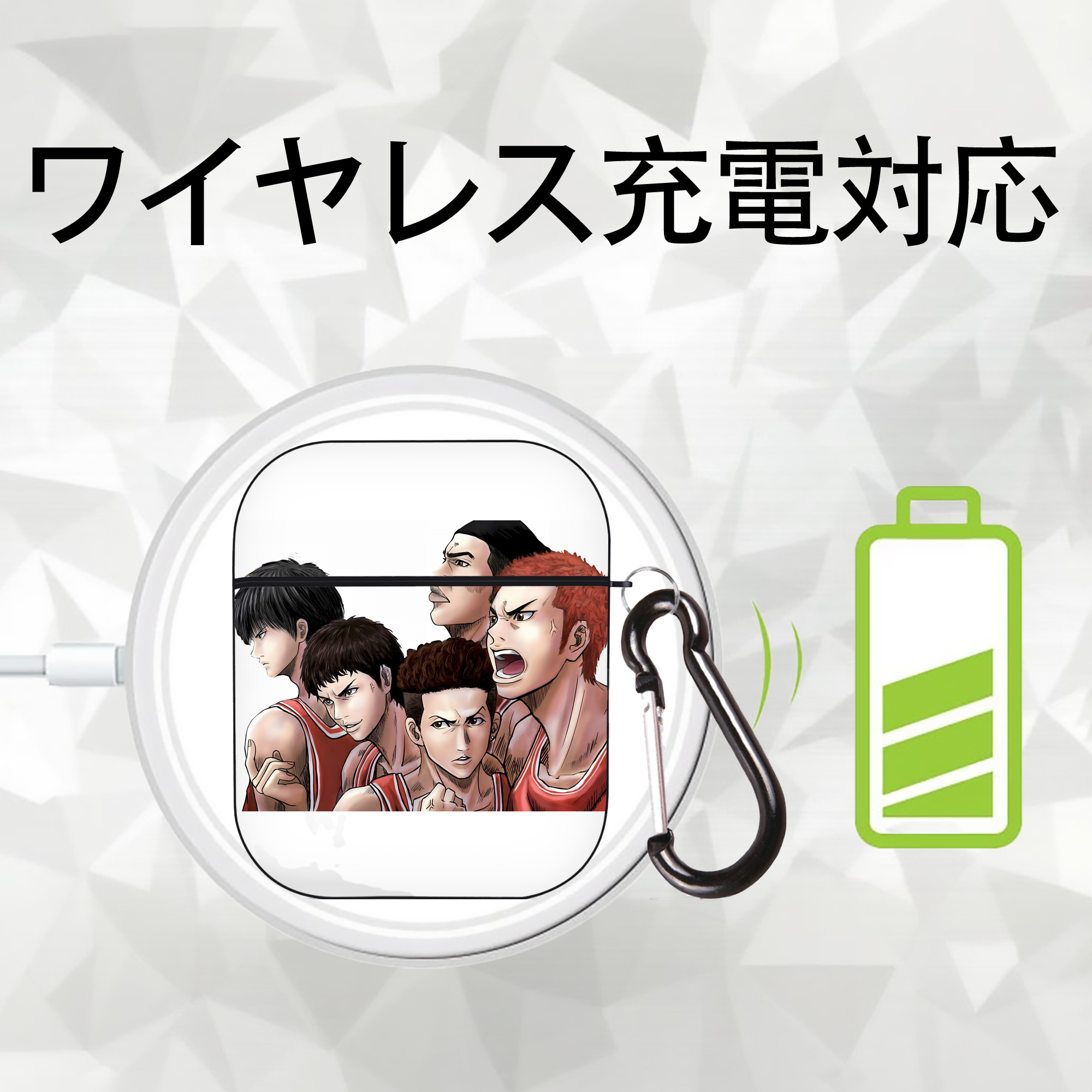 SLAM DUNK／スラムダンク AirPods 第2世代保護ケース ハードシェル ブラック 耐衝撃・防指紋・カラビナ付き