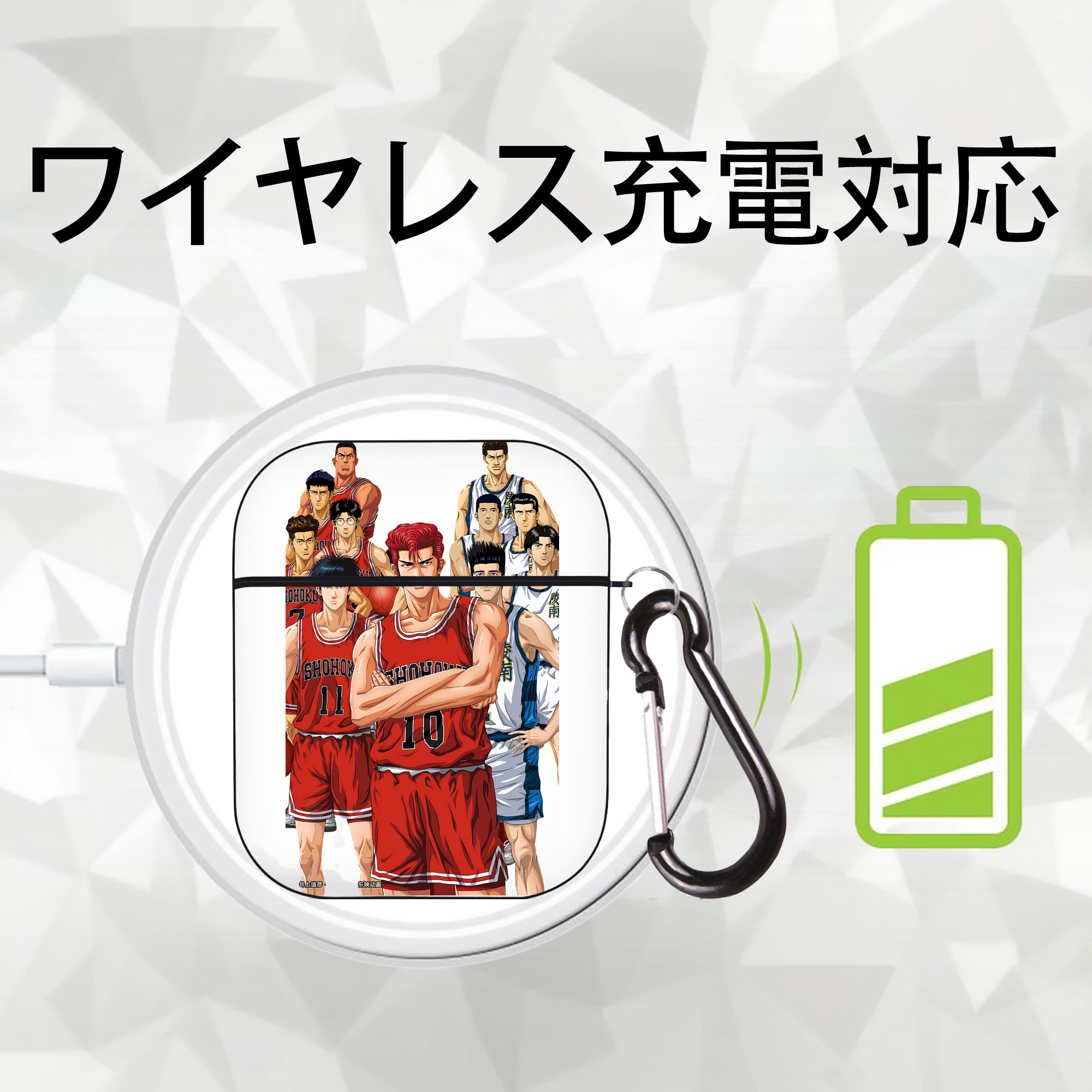 SLAM DUNK／スラムダンク AirPods 第2世代保護ケース ハードシェル ブラック 耐衝撃・防指紋・カラビナ付き