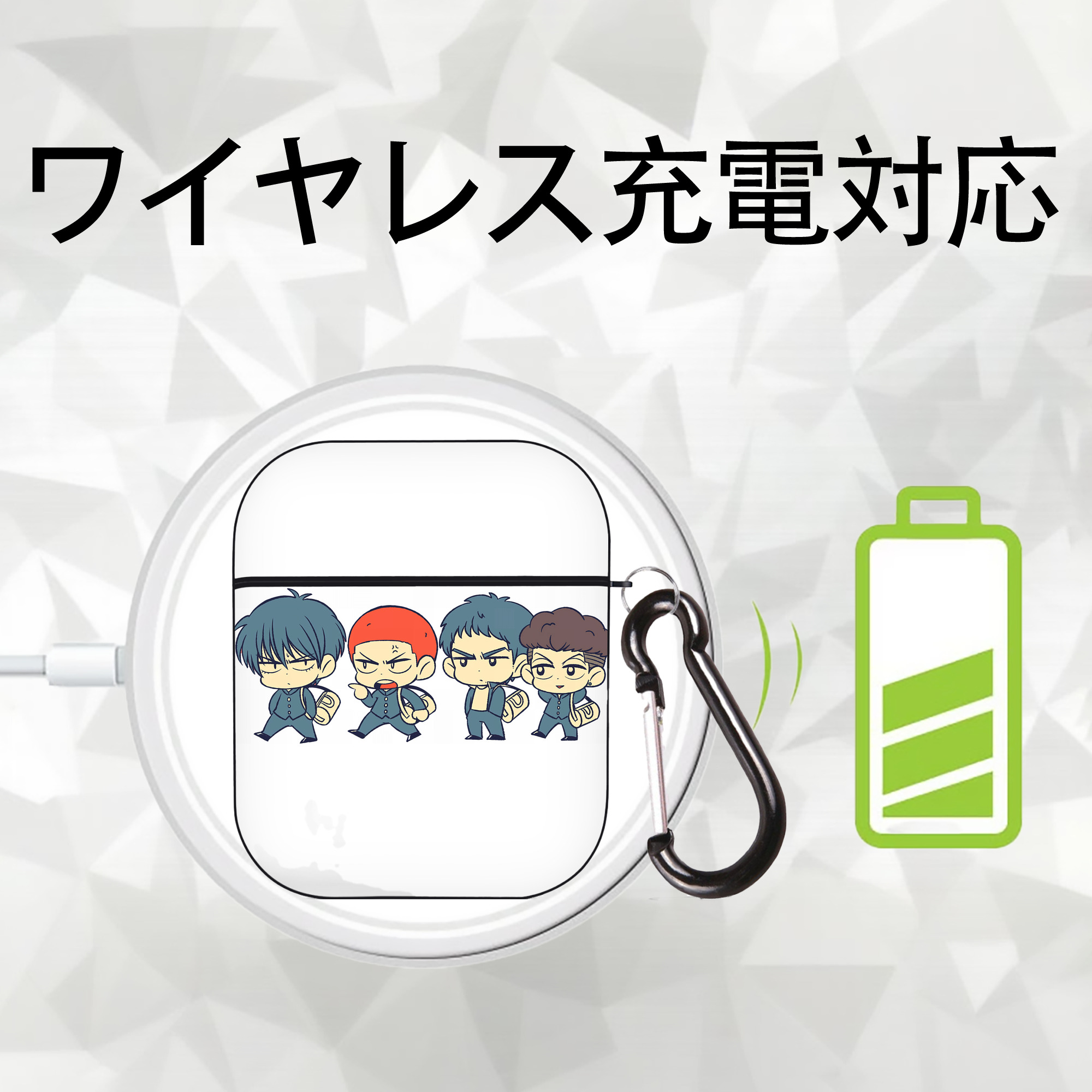 SLAM DUNK／スラムダンク AirPods 第2世代保護ケース ハードシェル ブラック 耐衝撃・防指紋・カラビナ付き