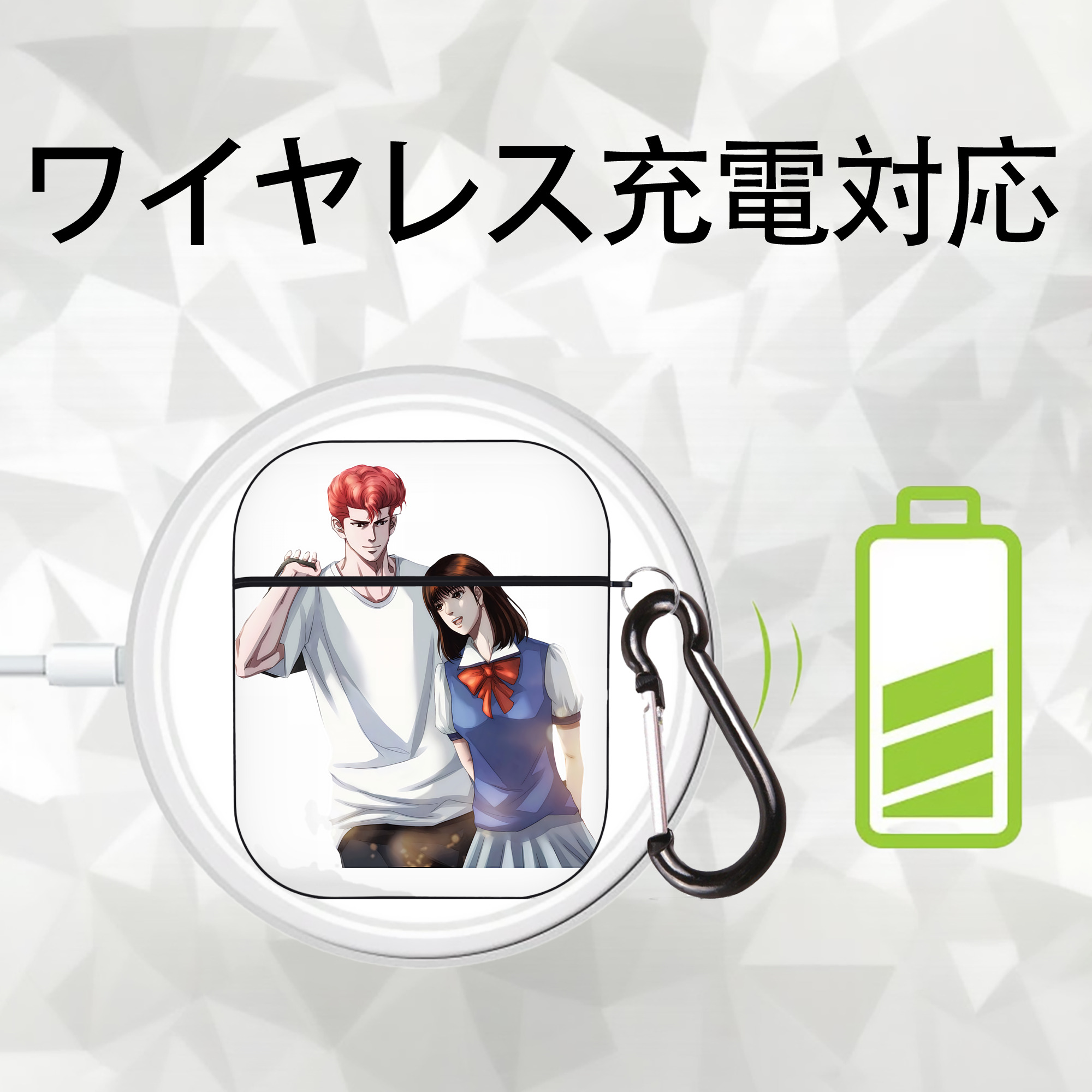 SLAM DUNK／スラムダンク AirPods 第2世代保護ケース ハードシェル ブラック 耐衝撃・防指紋・カラビナ付き